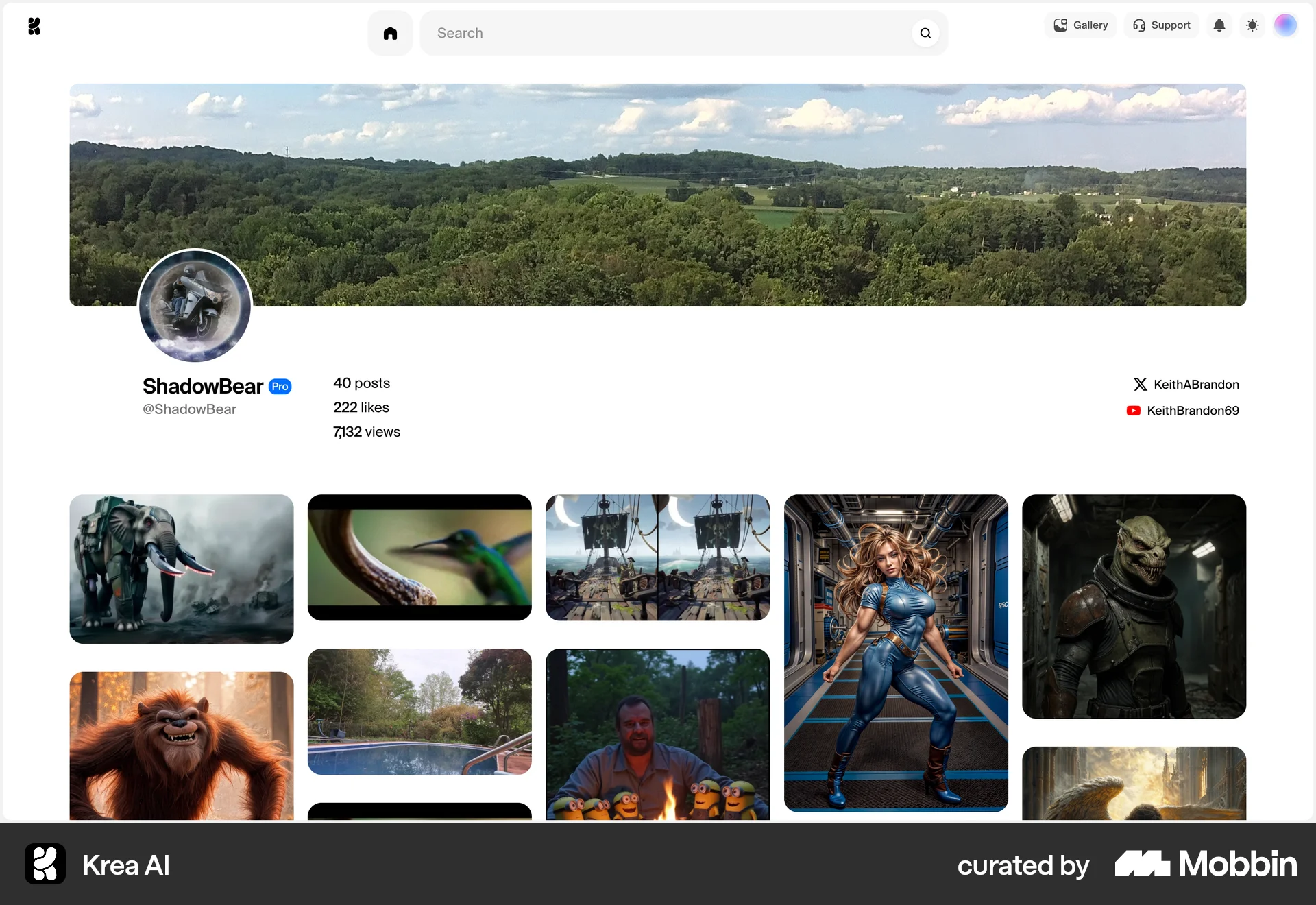 Krea AI Web User / Group Profile screen