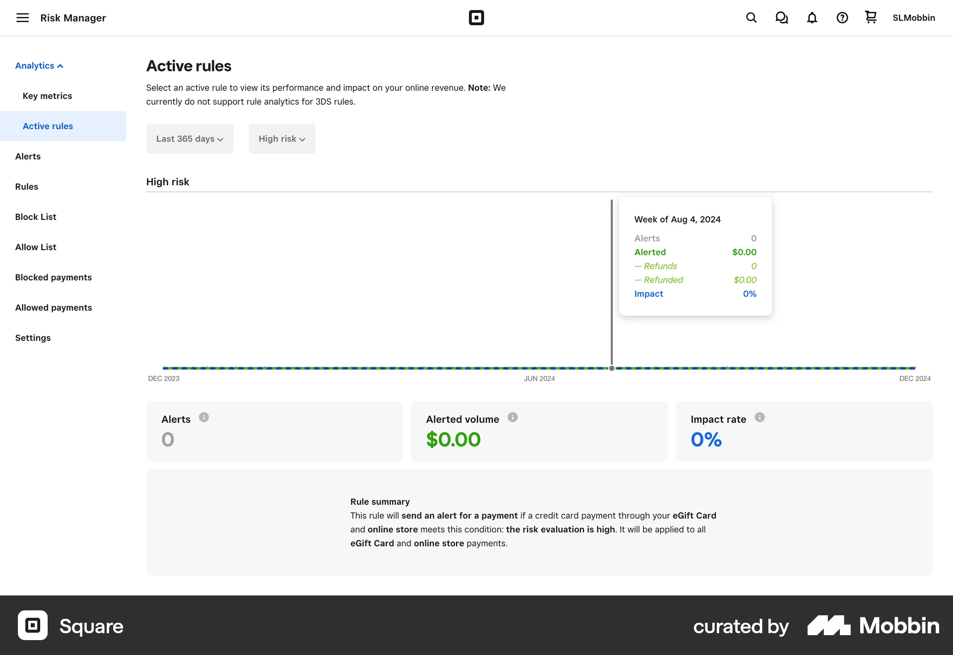 Square Web screen containing Tooltip UI element