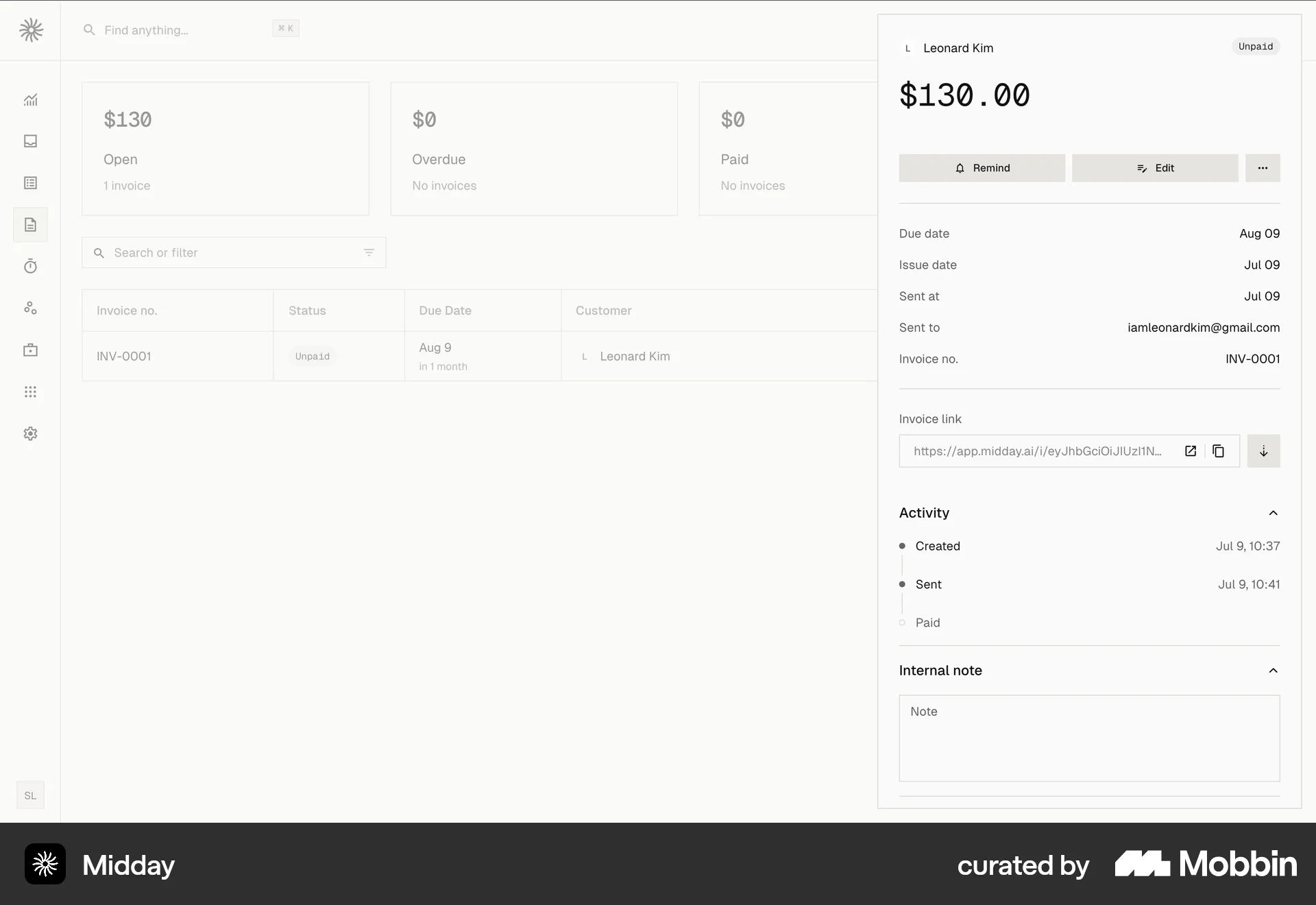 Midday Web Progress screen