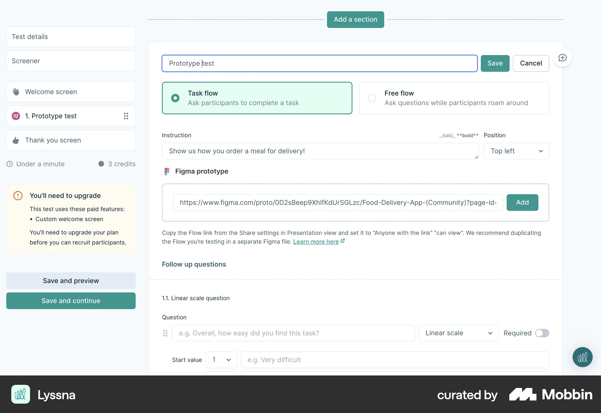 Lyssna Web screen containing Editable Text UI element