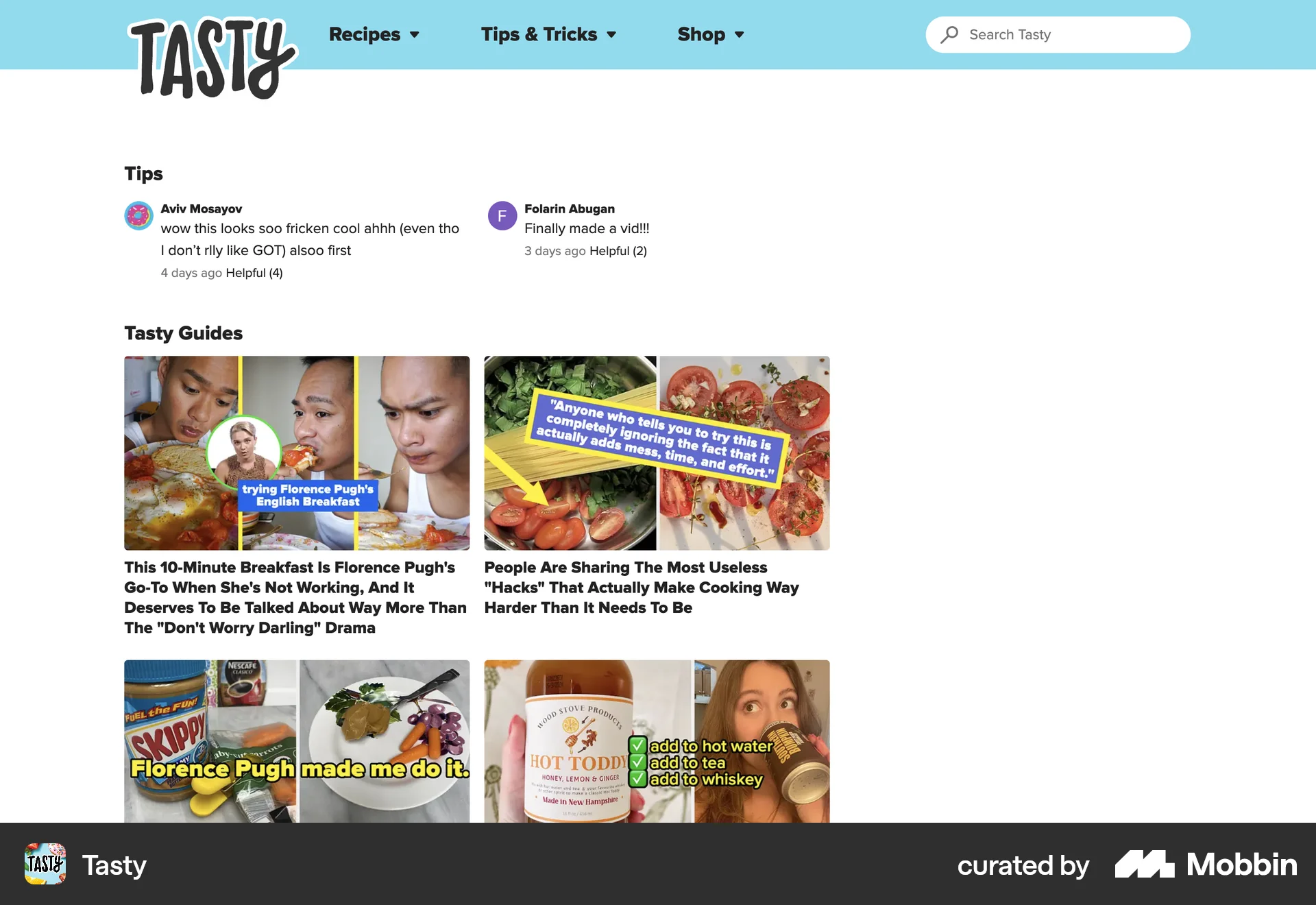 Tasty Web Recipe Detail screen