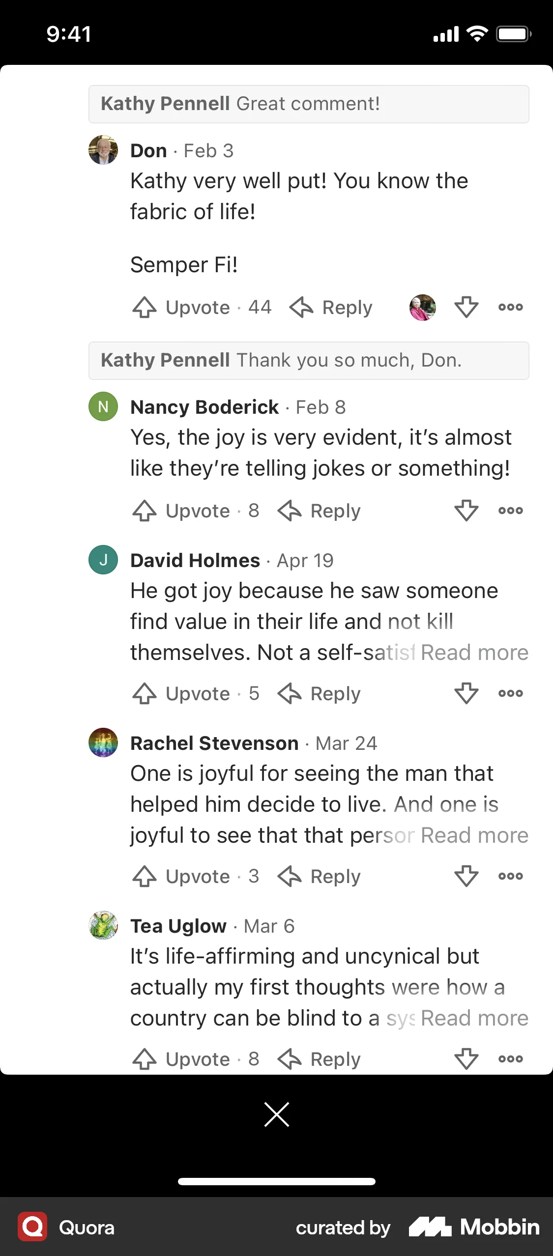Quora iOS Post Detail screen