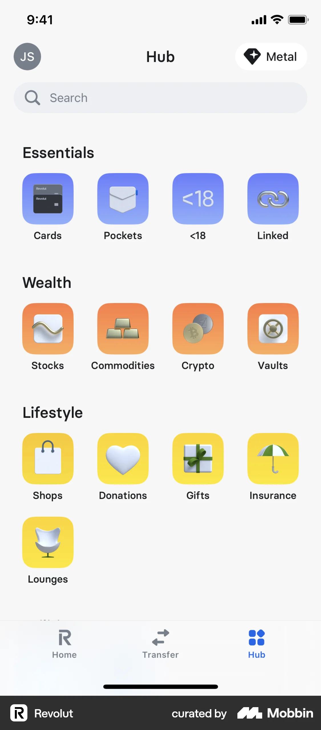 Revolut iOS screen containing Tab Bar UI element