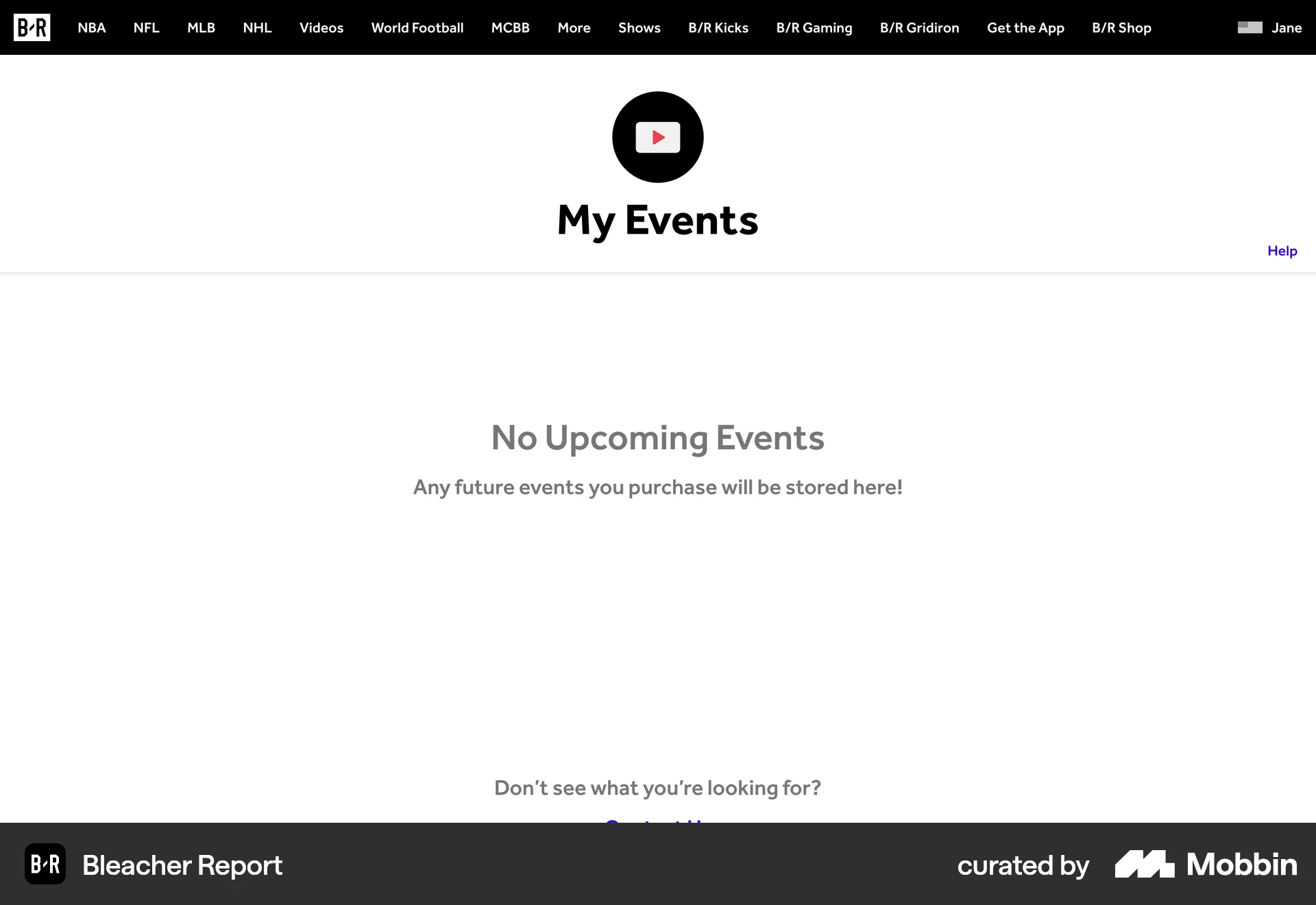 Bleacher Report Web Sports App screen