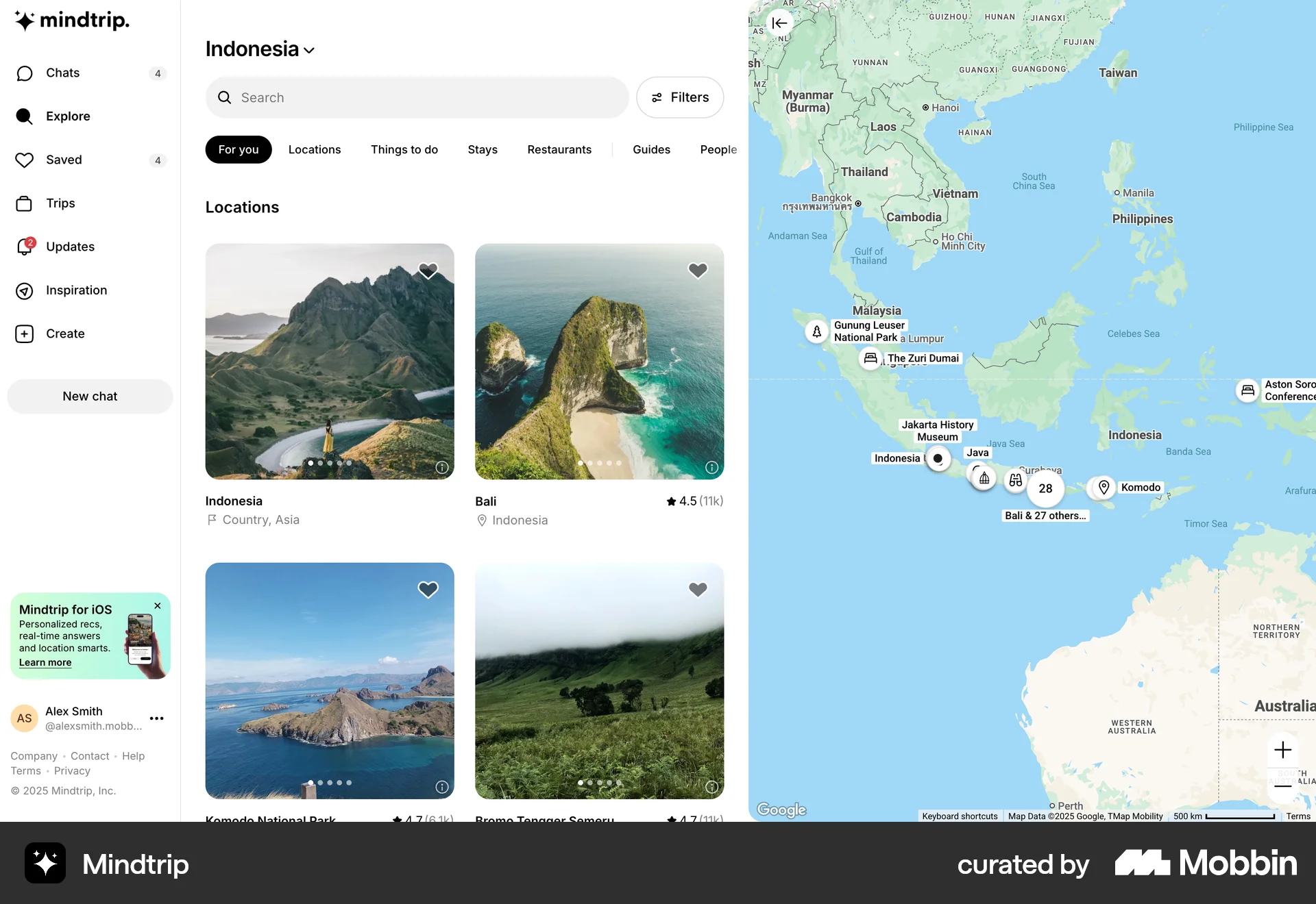 Mindtrip Web Browse & Discover screen