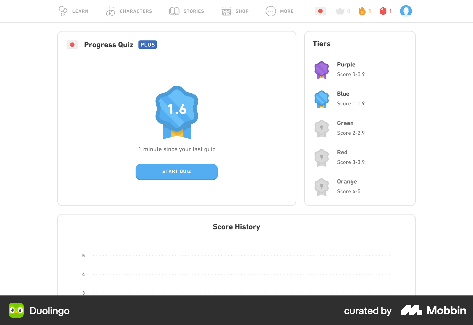 Duolingo Web Achievements & Awards screen