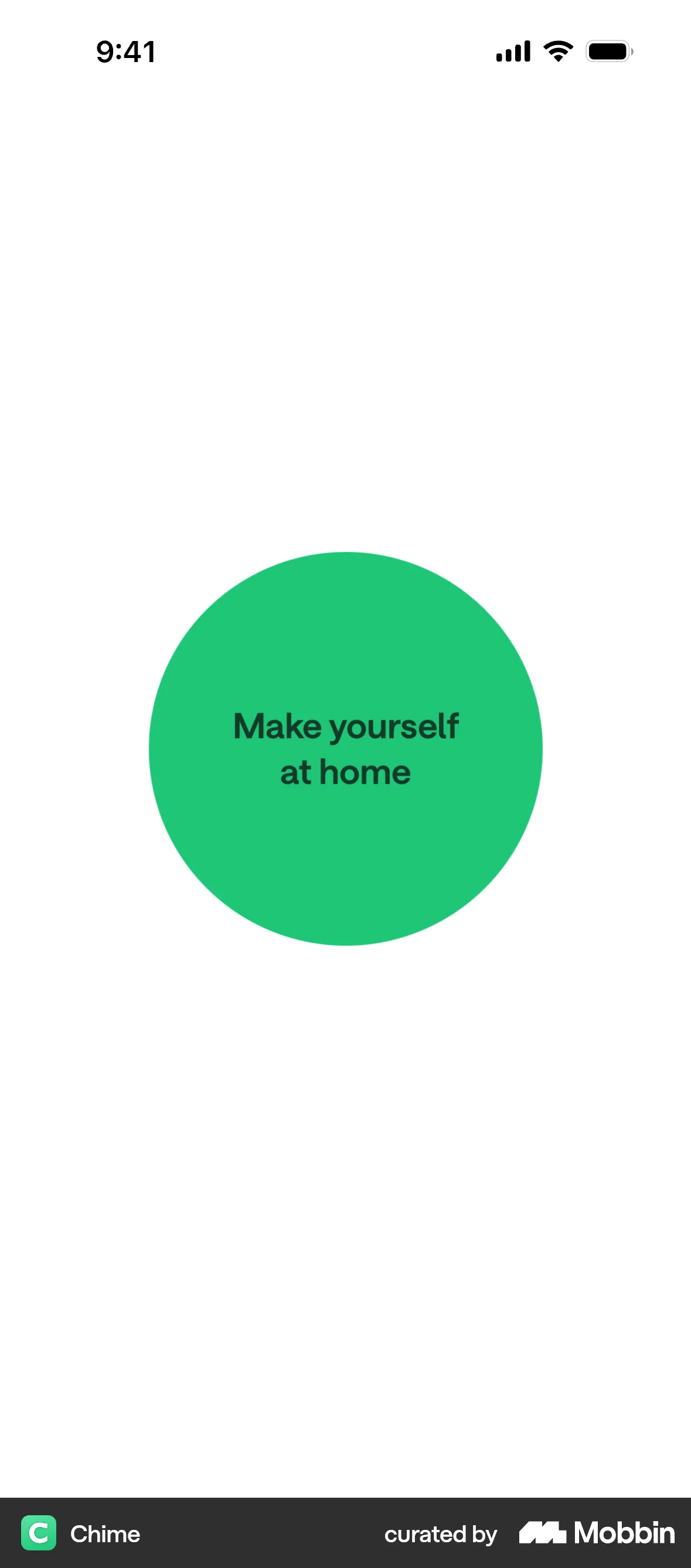 Chime Onboarding screen
