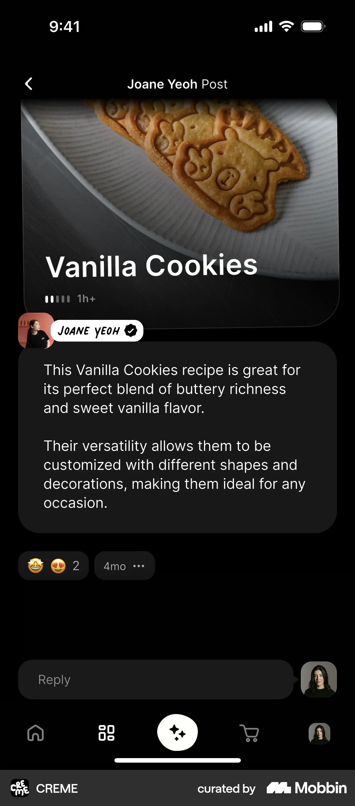 CREME iOS Like & Upvote screen