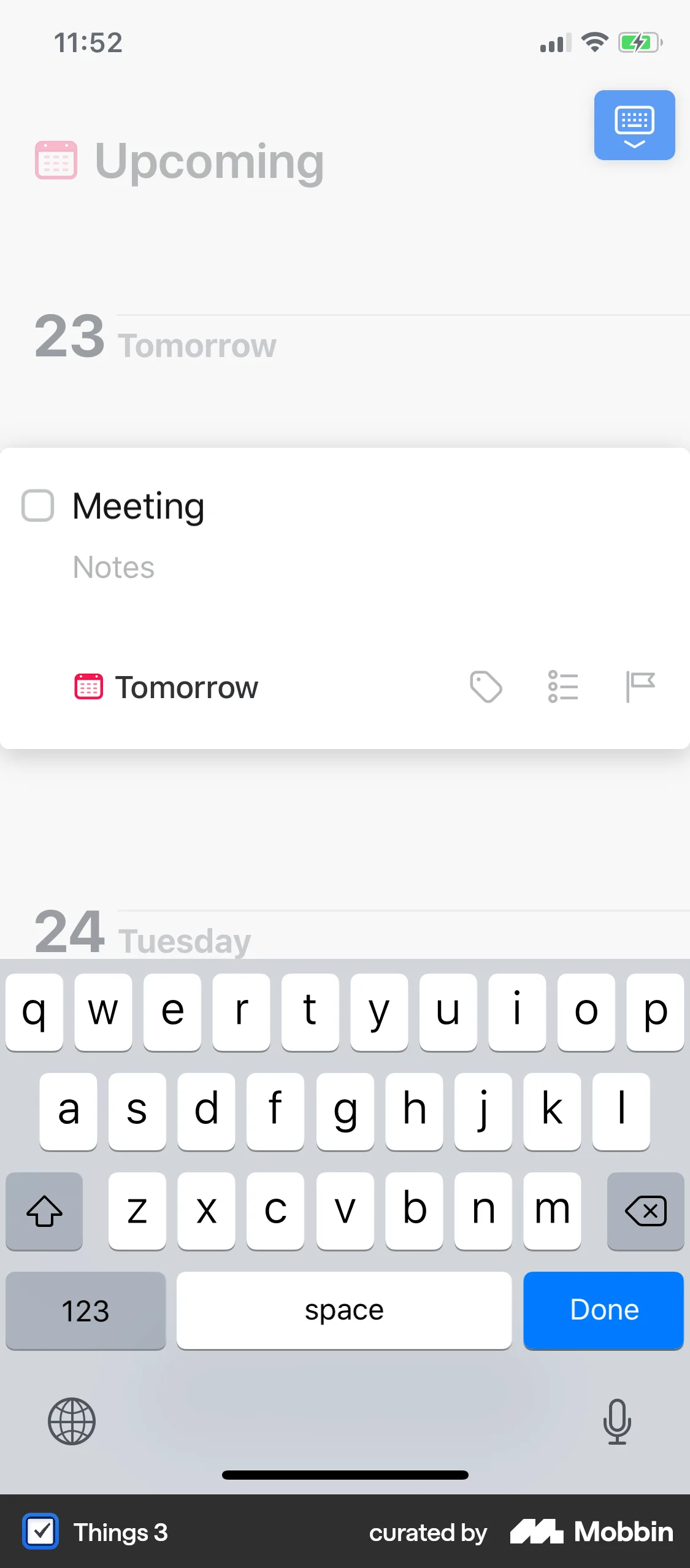 Things 3 iOS Note Detail screen