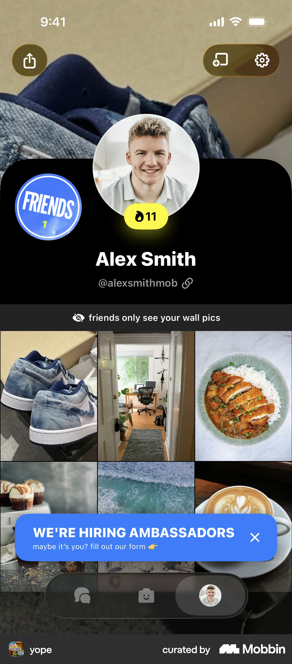 yope iOS My Account & Profile screen