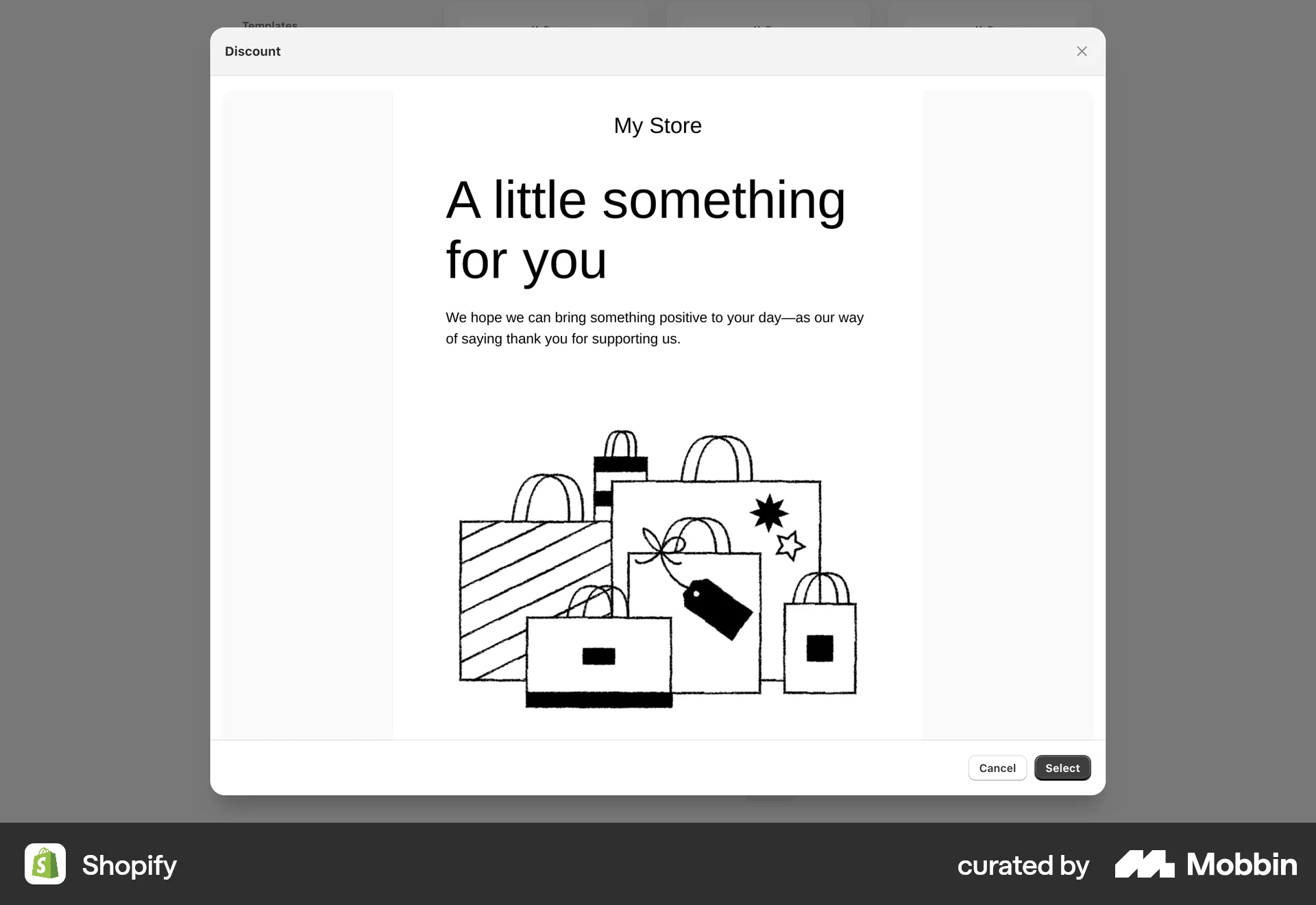 Shopify Web screen containing Modal UI UI element
