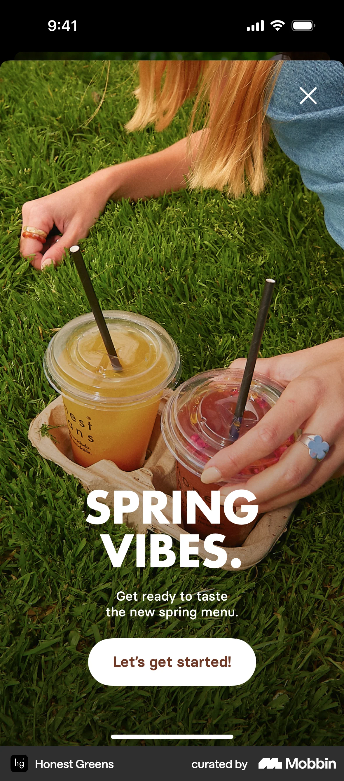 Honest Greens iOS Welcome & Get Started screen