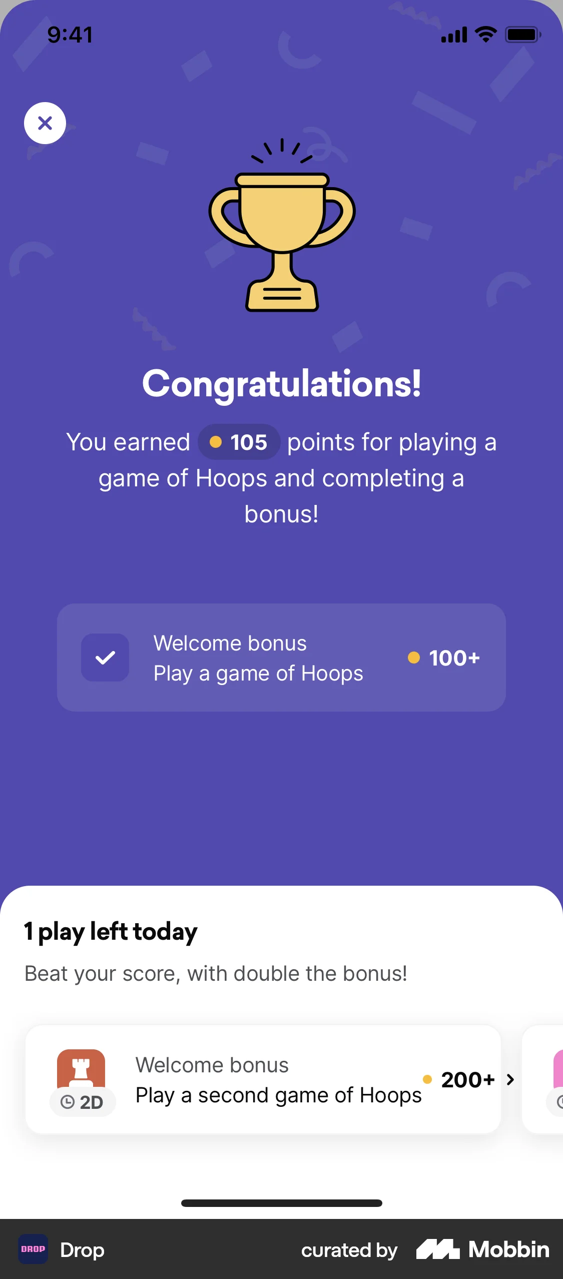 Drop iOS screen containing Full-Screen Overlay UI element