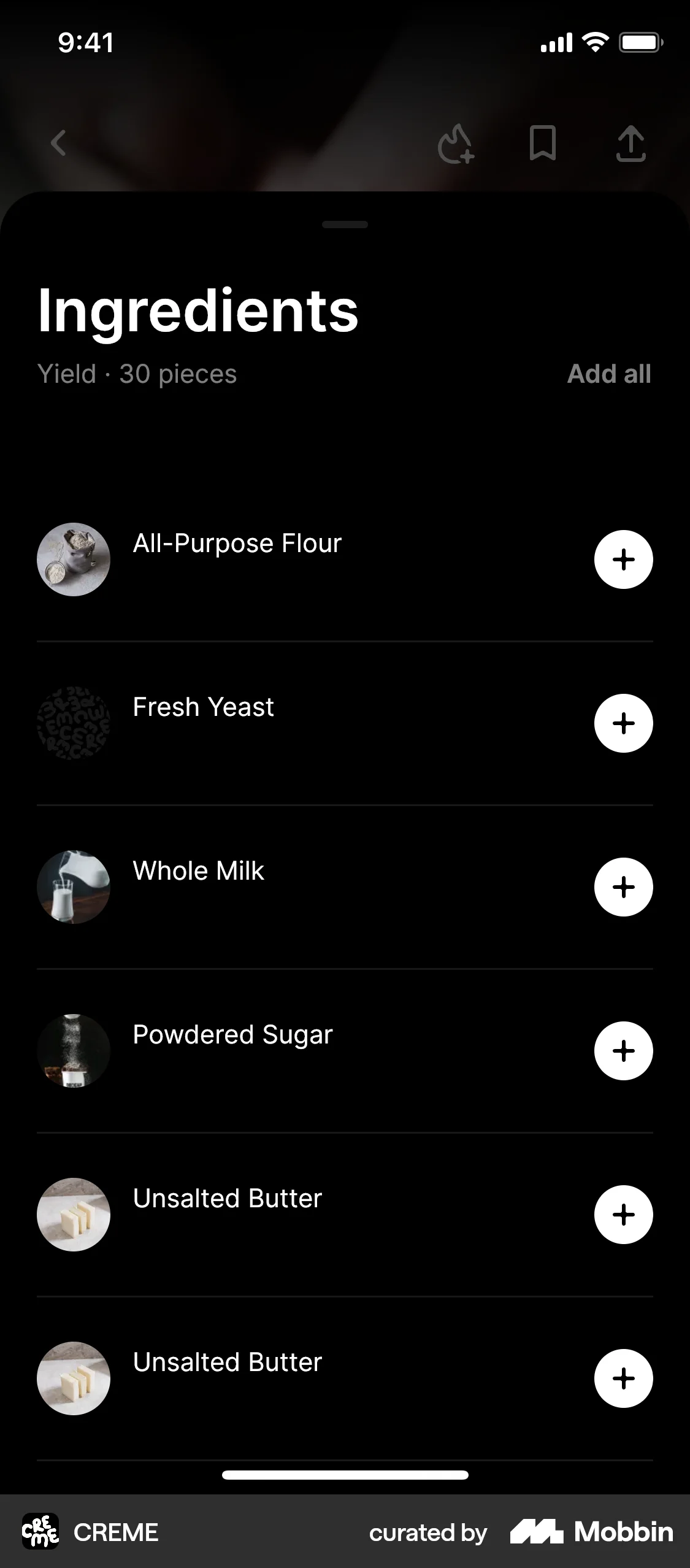 CREME iOS Save screen