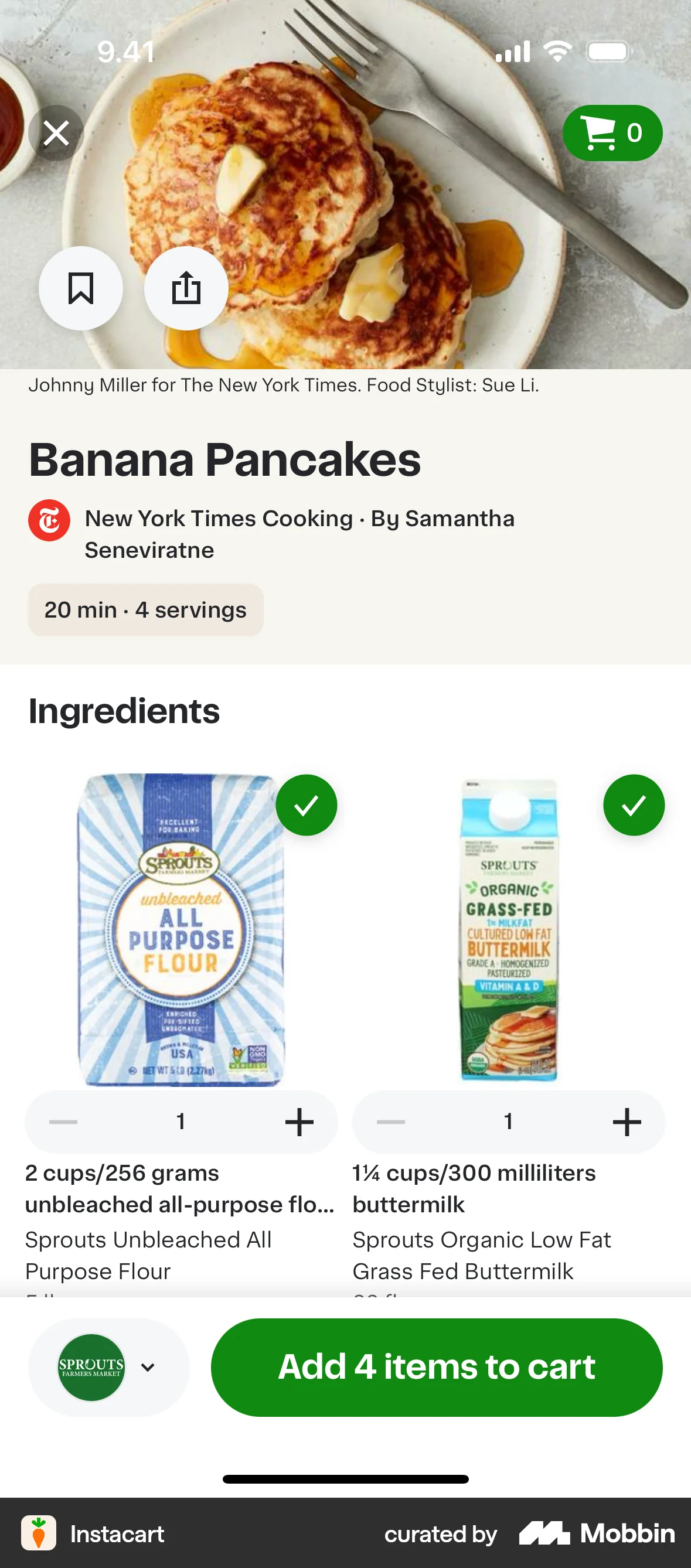 Instacart iOS Recipe Detail screen
