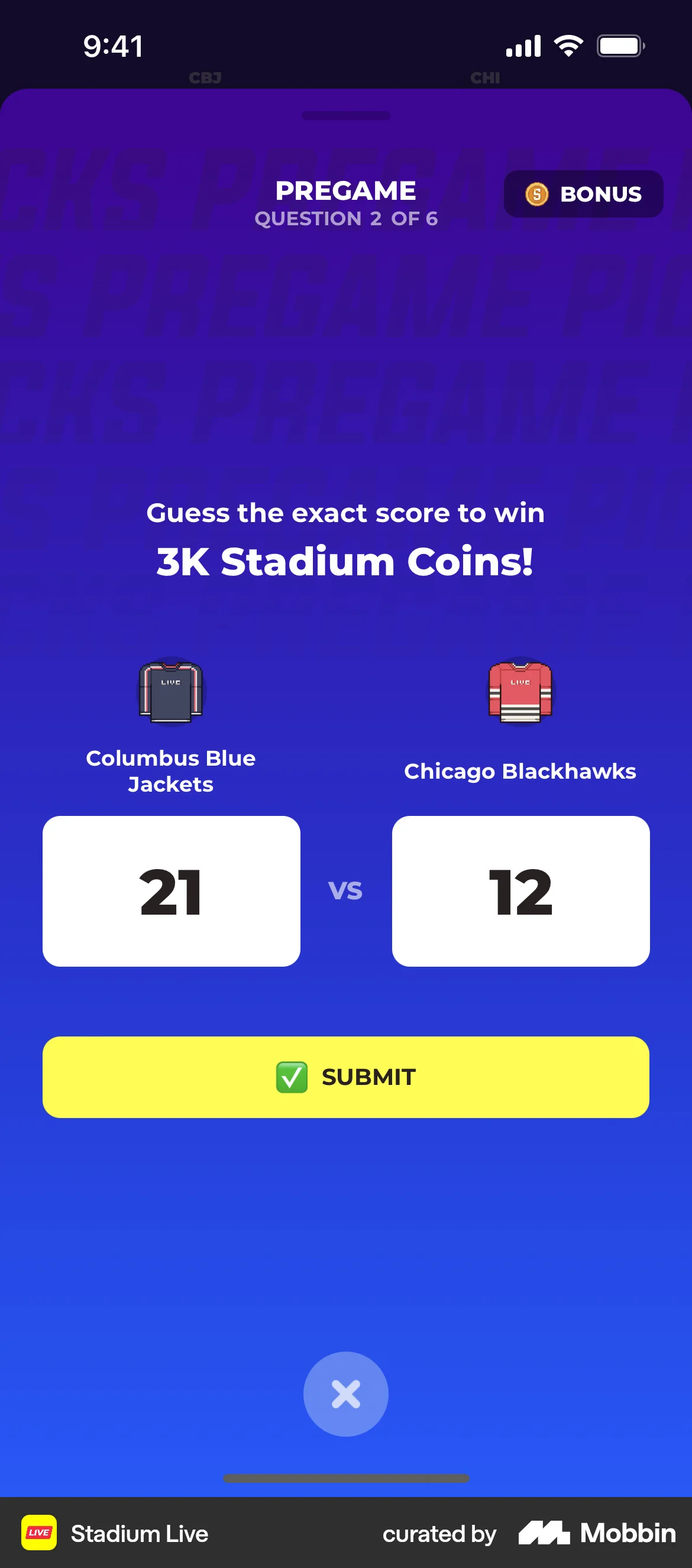 Stadium Live iOS Game UI screen