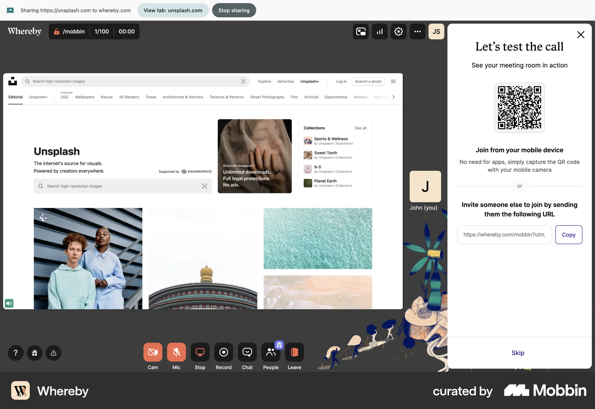 Whereby Web Call screen