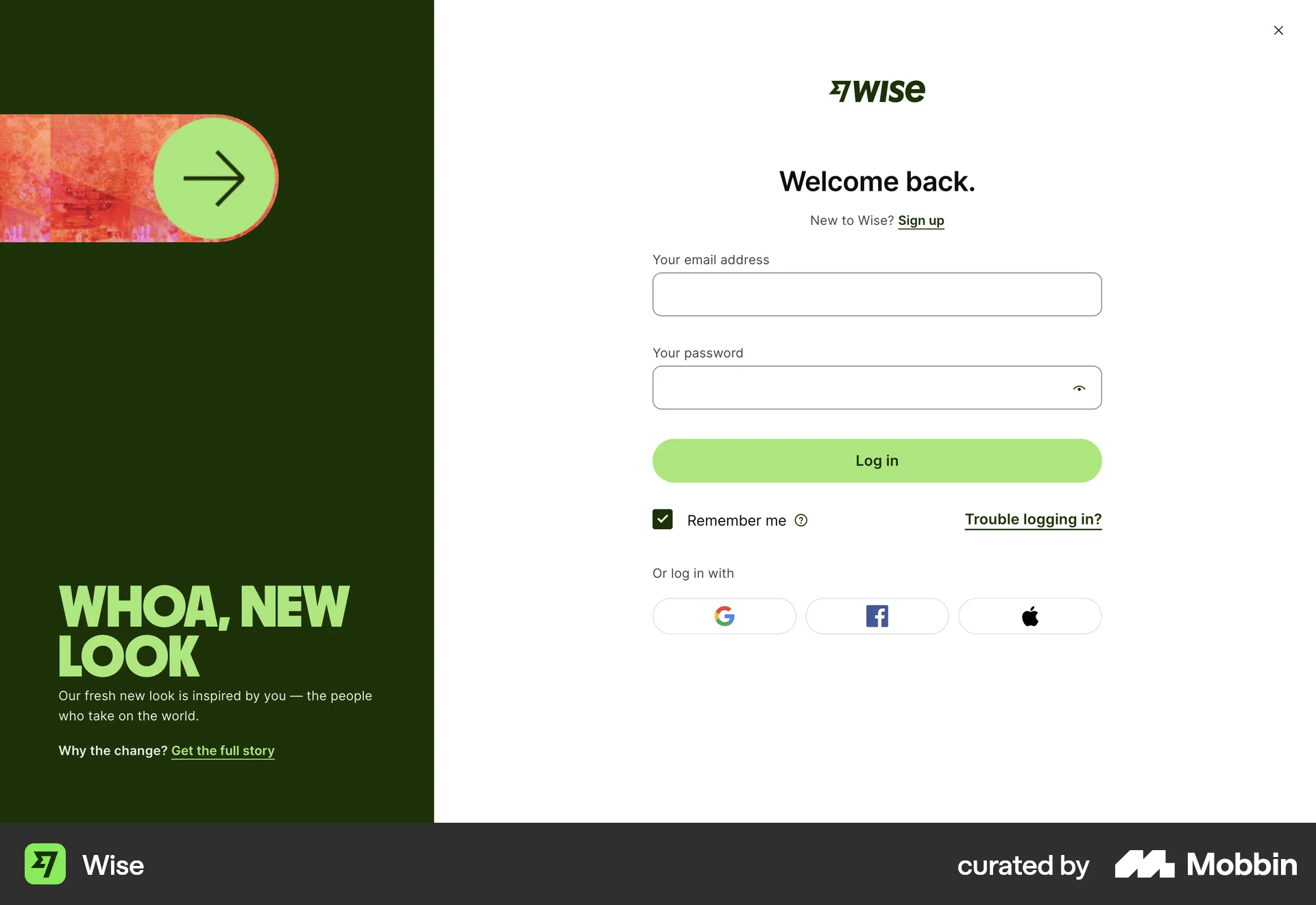 Wise Web Login screen