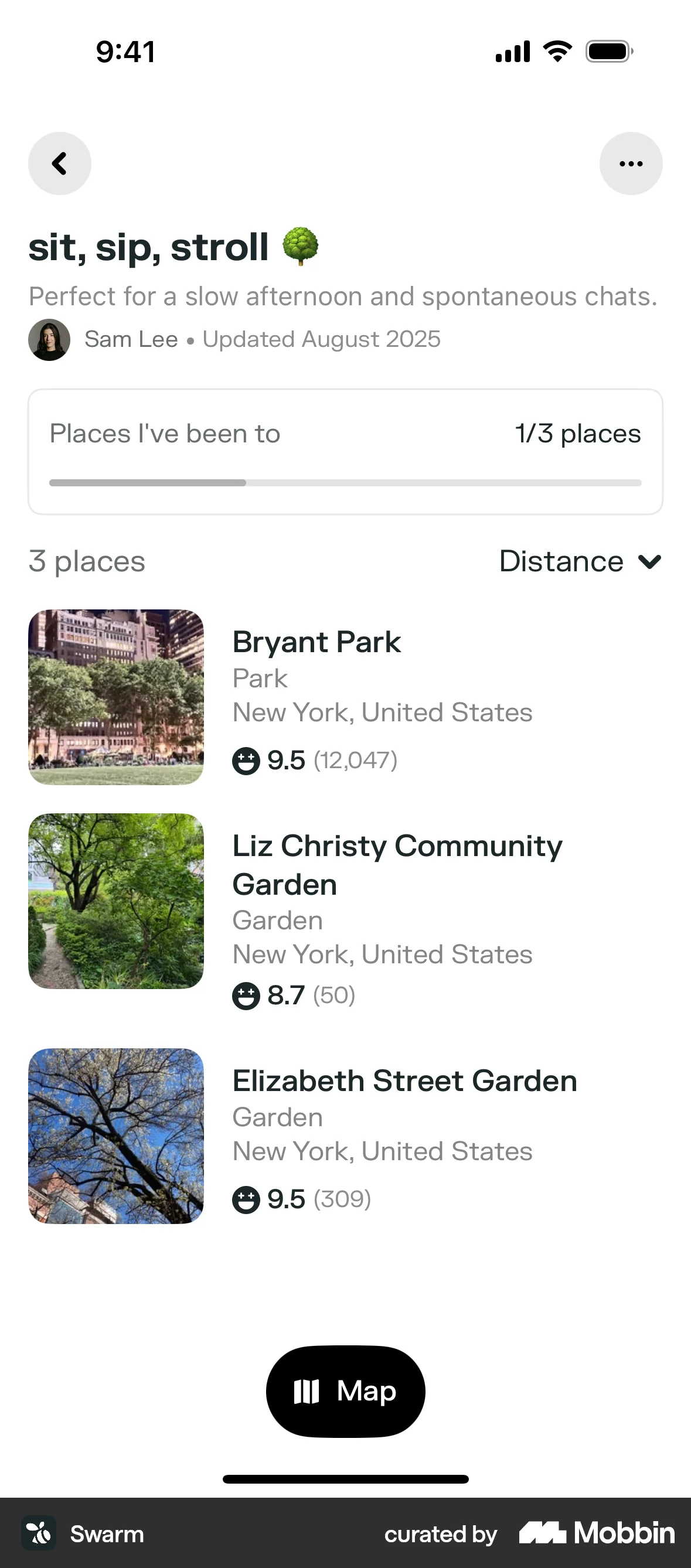 Swarm iOS screen containing Progress Indicator UI element