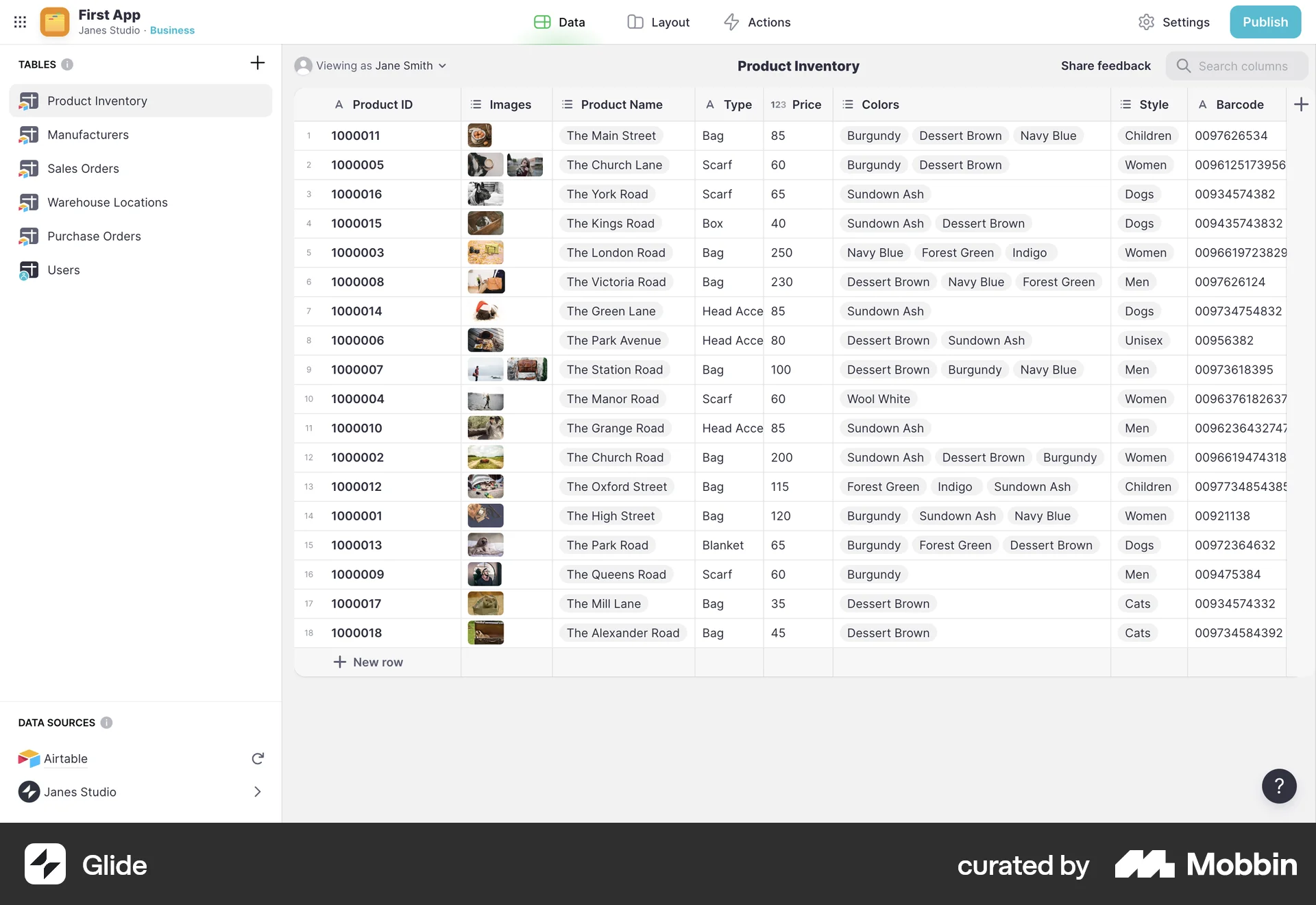 Glide Web screen containing Table UI element