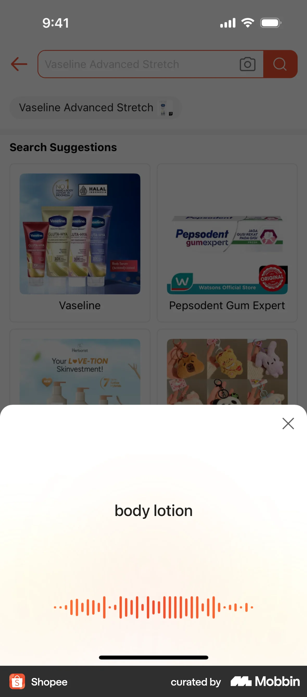 Shopee iOS Voice UI screen