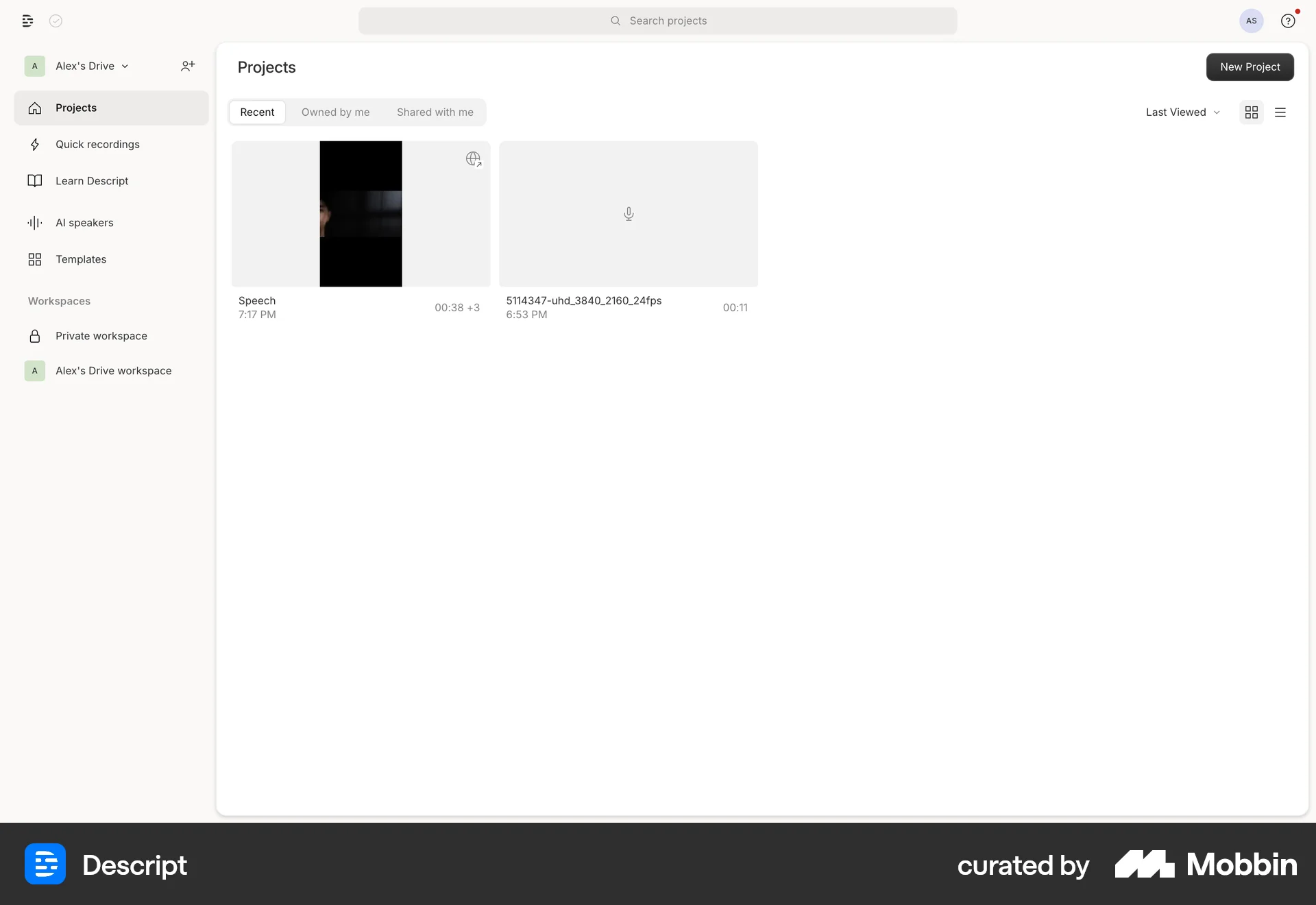 Descript Web Bookmarks & Collections screen