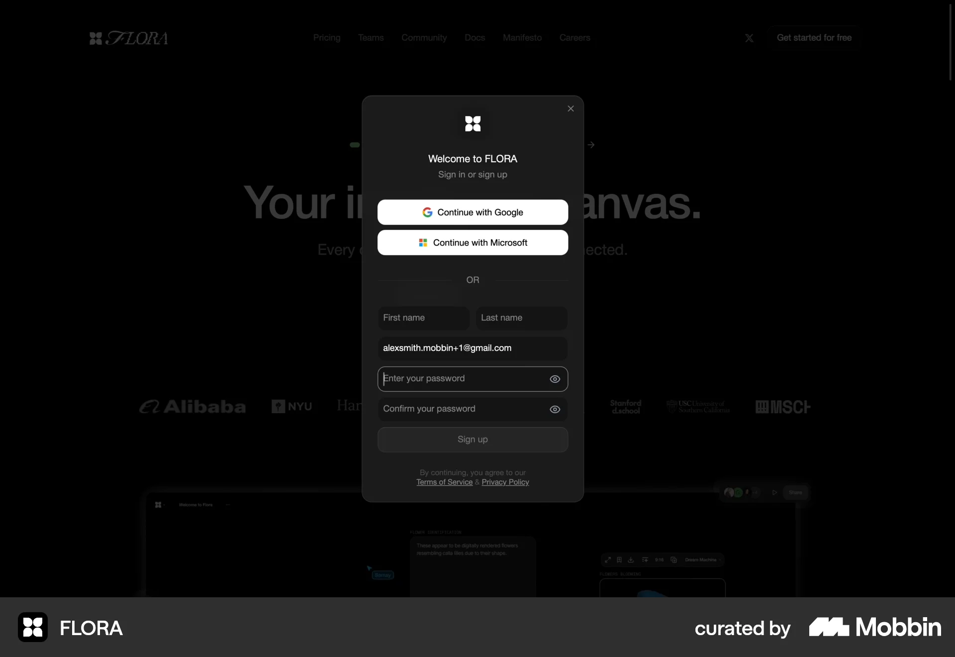 FLORA Web Graphics & Design App screen