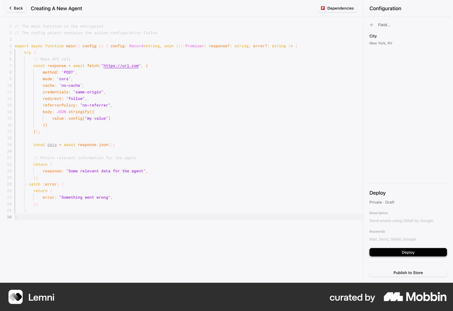 Lemni Web Code Editor screen