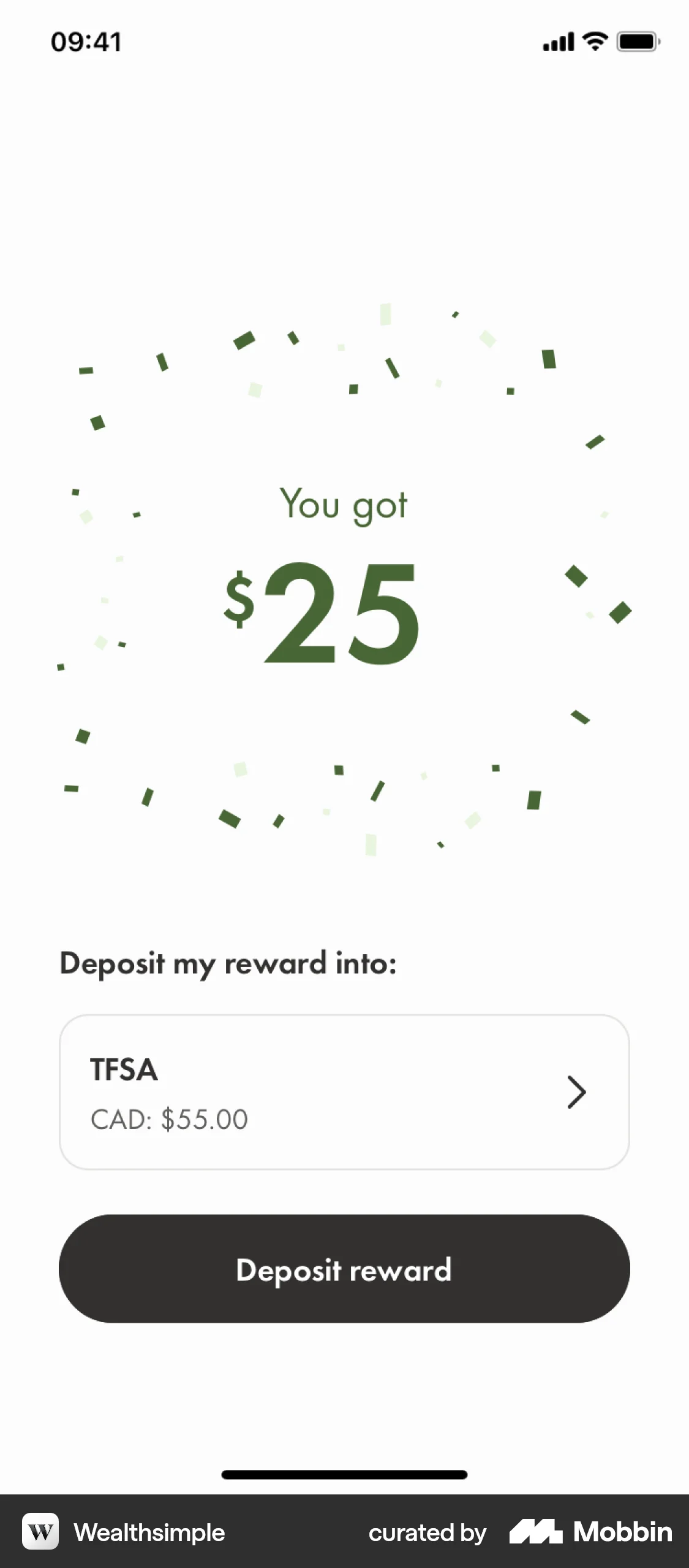 Wealthsimple iOS Confetti screen