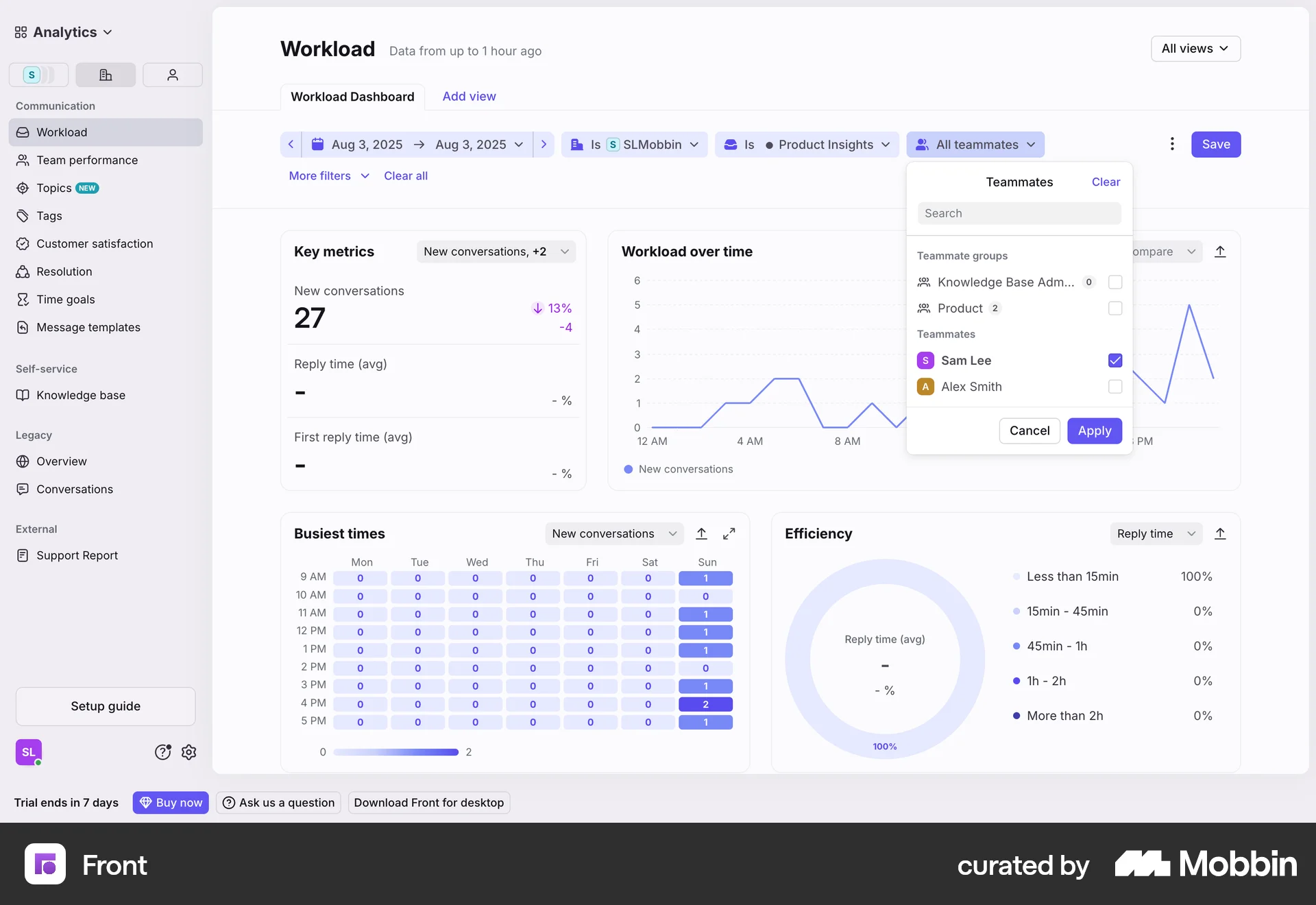Front Web screen containing Badge UI element