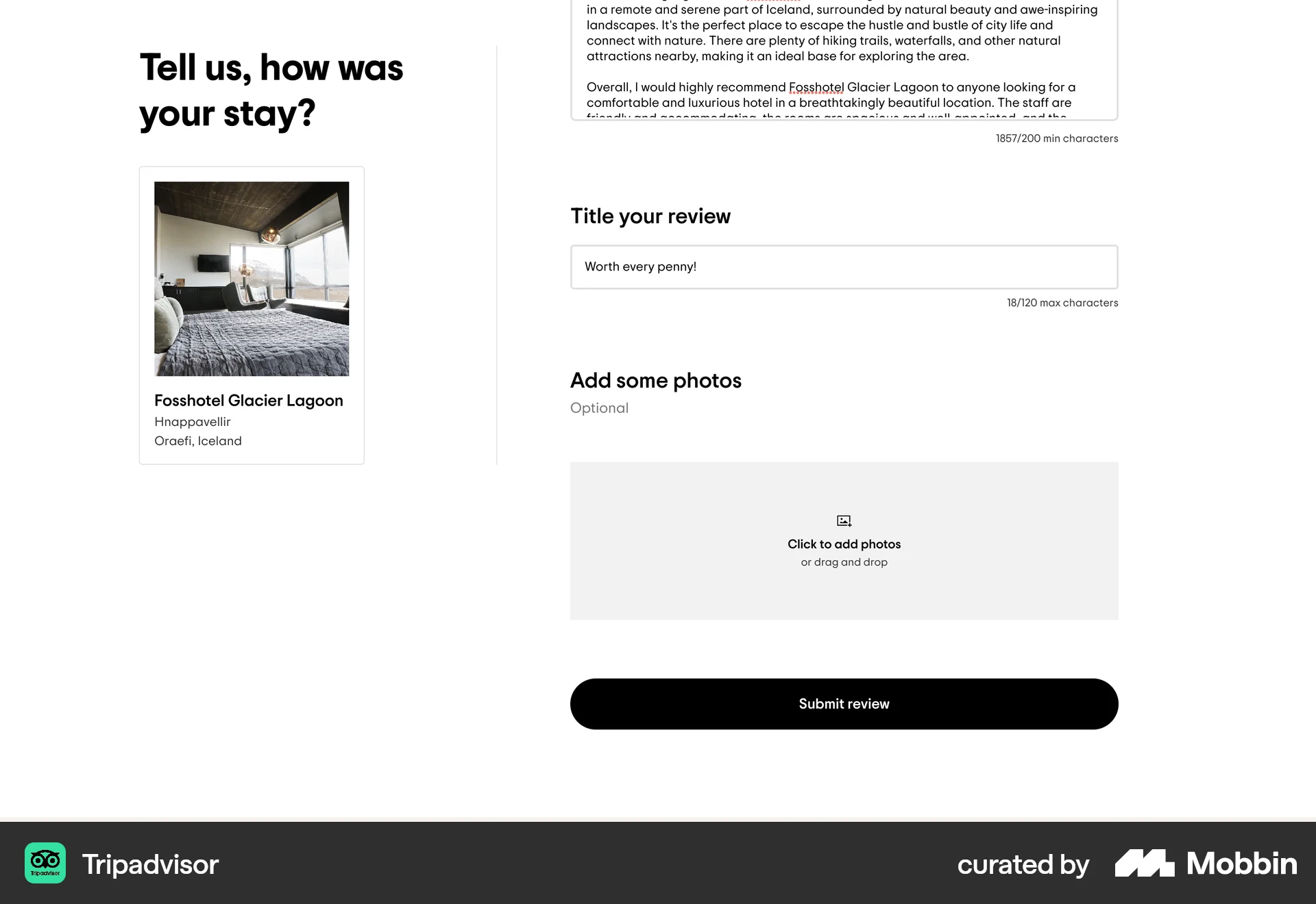 Tripadvisor Web Other Action screen