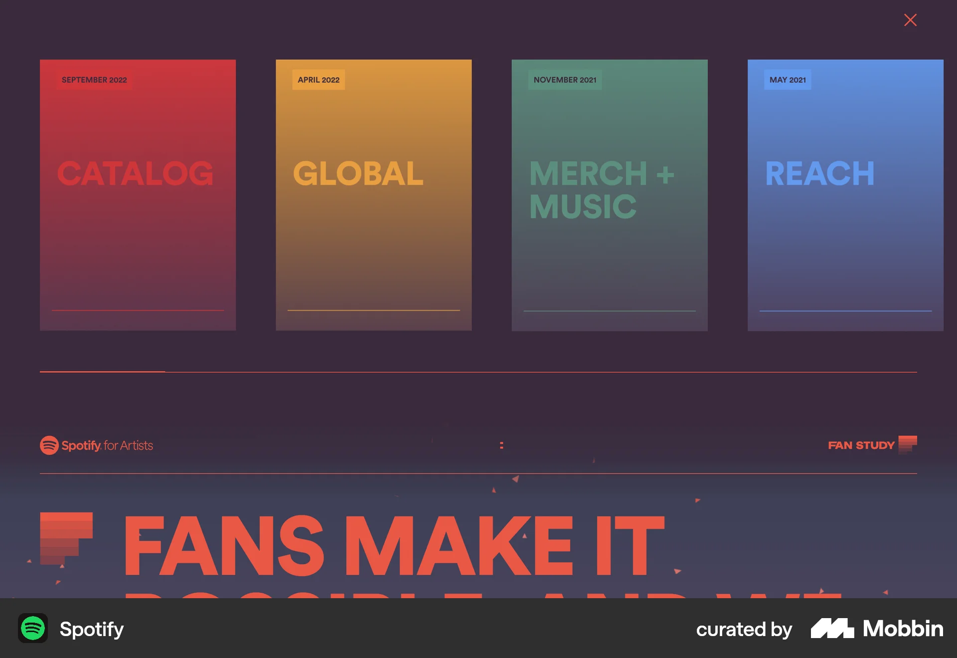 Spotify Web screen containing Carousel UI element