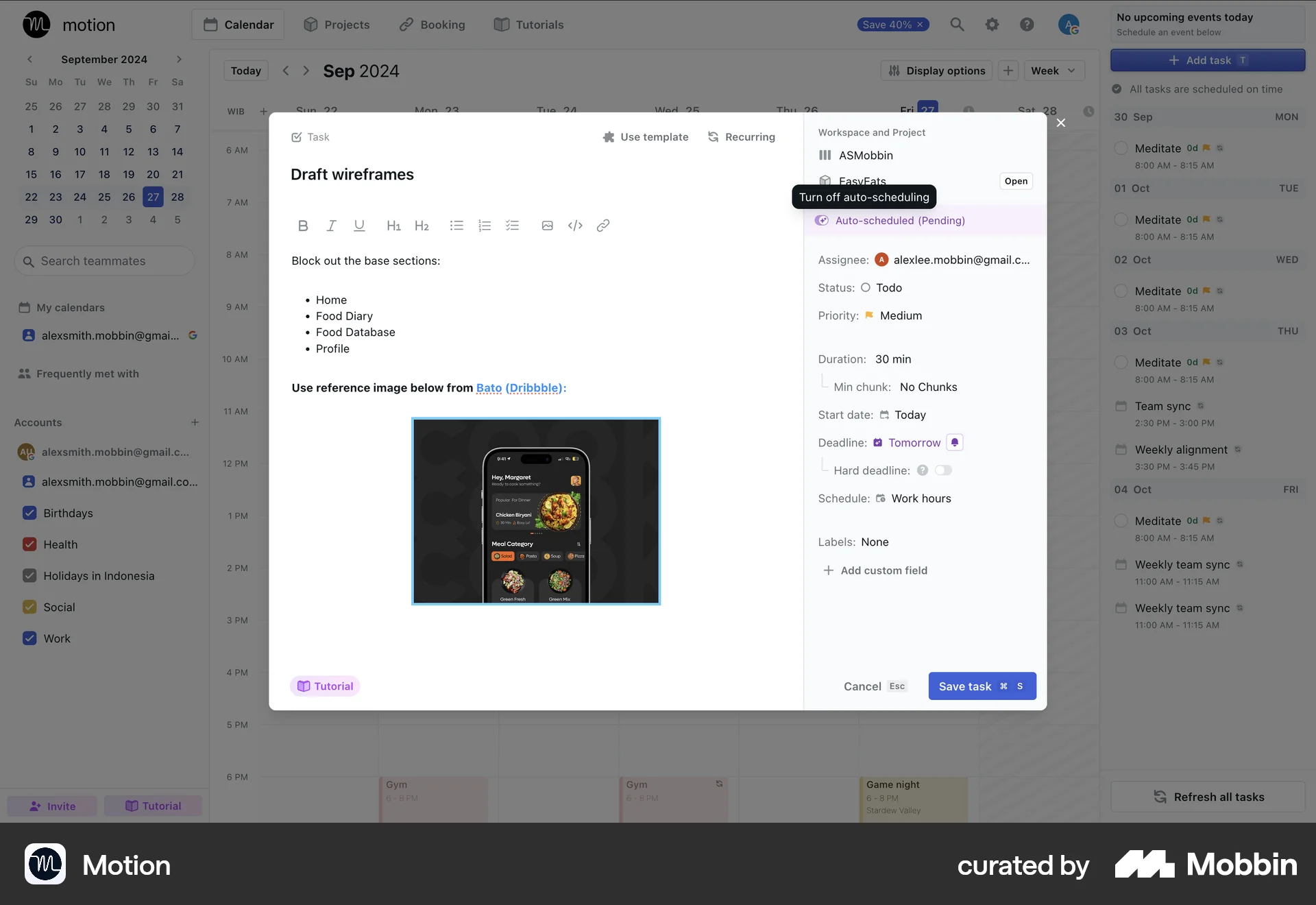 Motion Web screen containing Tooltip UI element