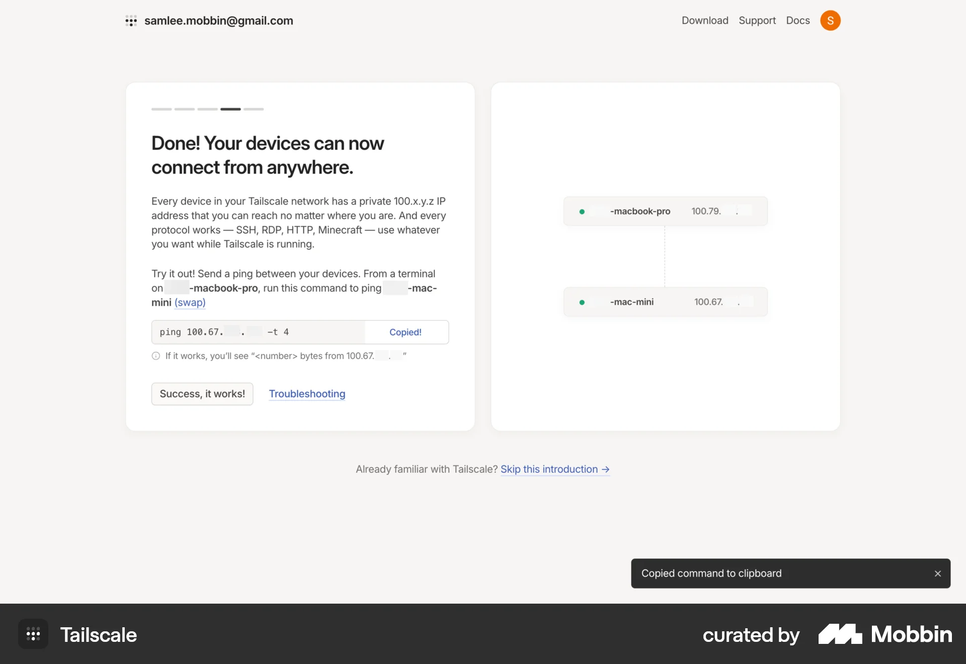 Tailscale Web Utilities App screen
