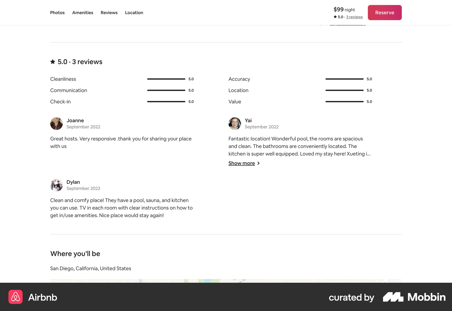 Airbnb Web Product Detail screen