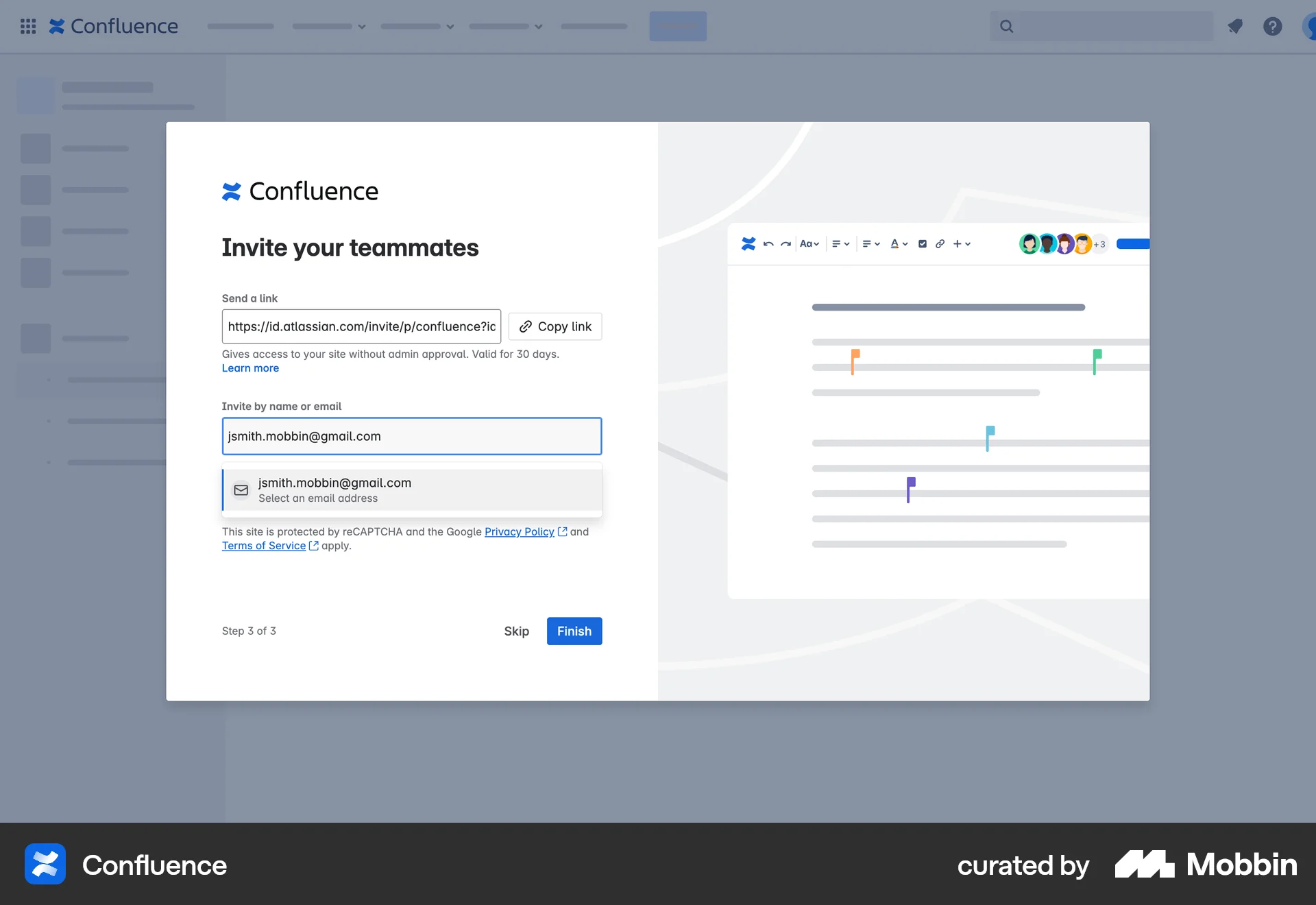 Confluence Web screen containing Combobox UI element