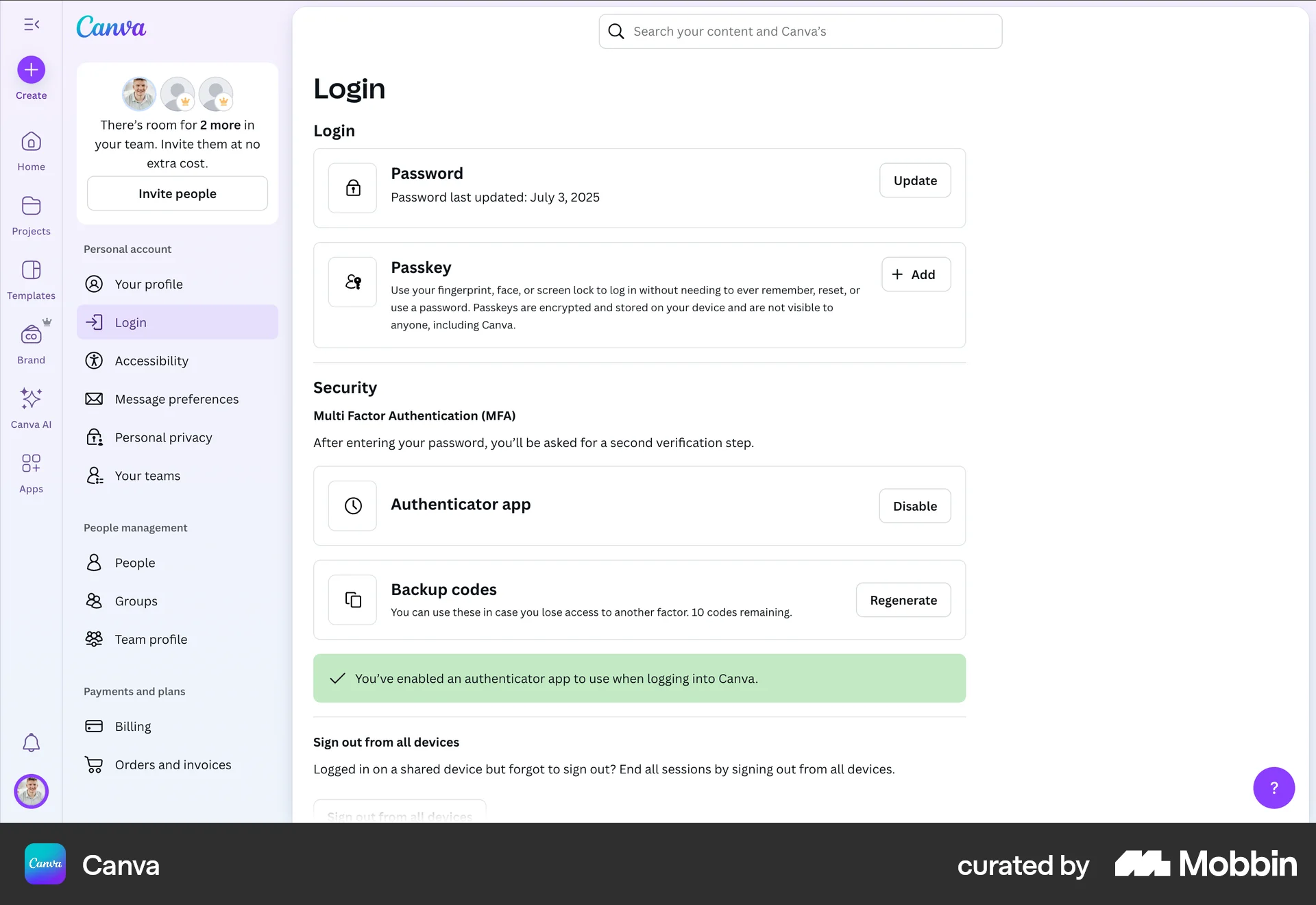 Canva Web Acknowledgement & Success screen