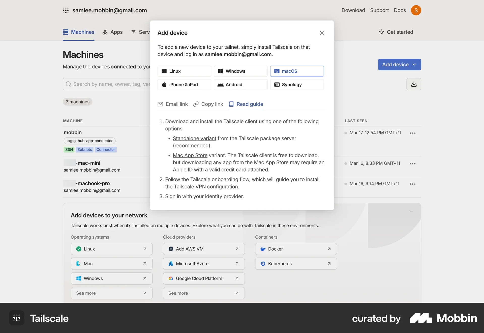 Tailscale Web Utilities App screen