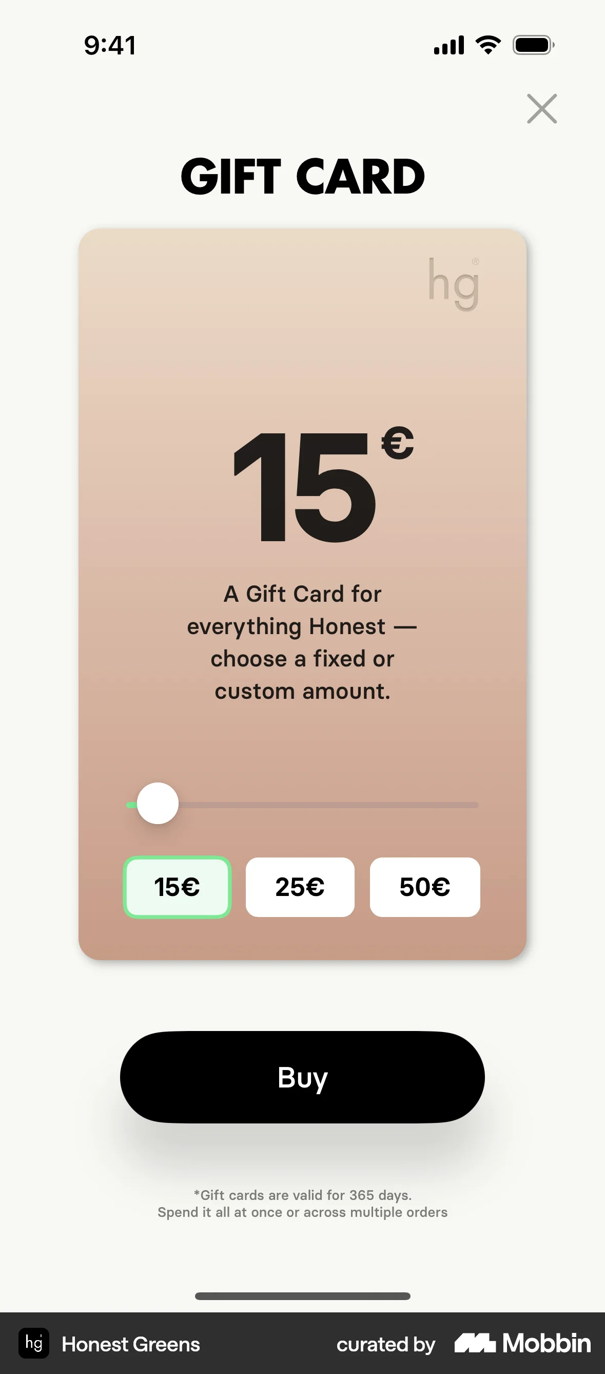 Honest Greens iOS Pricing screen