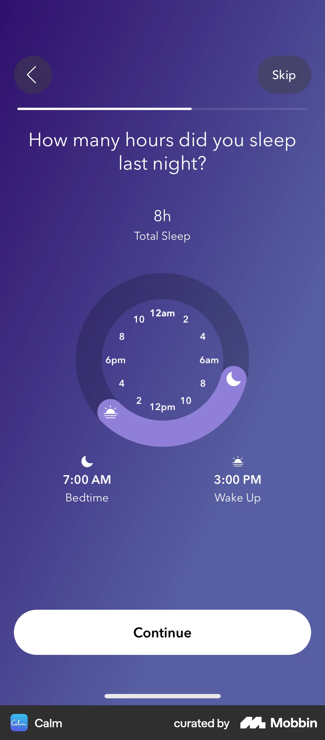 Calm iOS Quiz screen