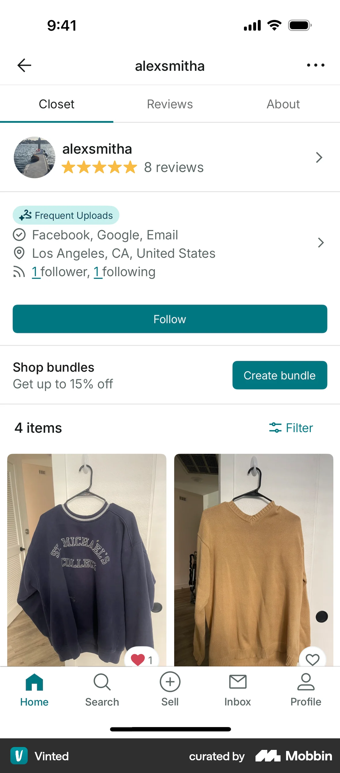 Vinted iOS Shop & Storefront screen