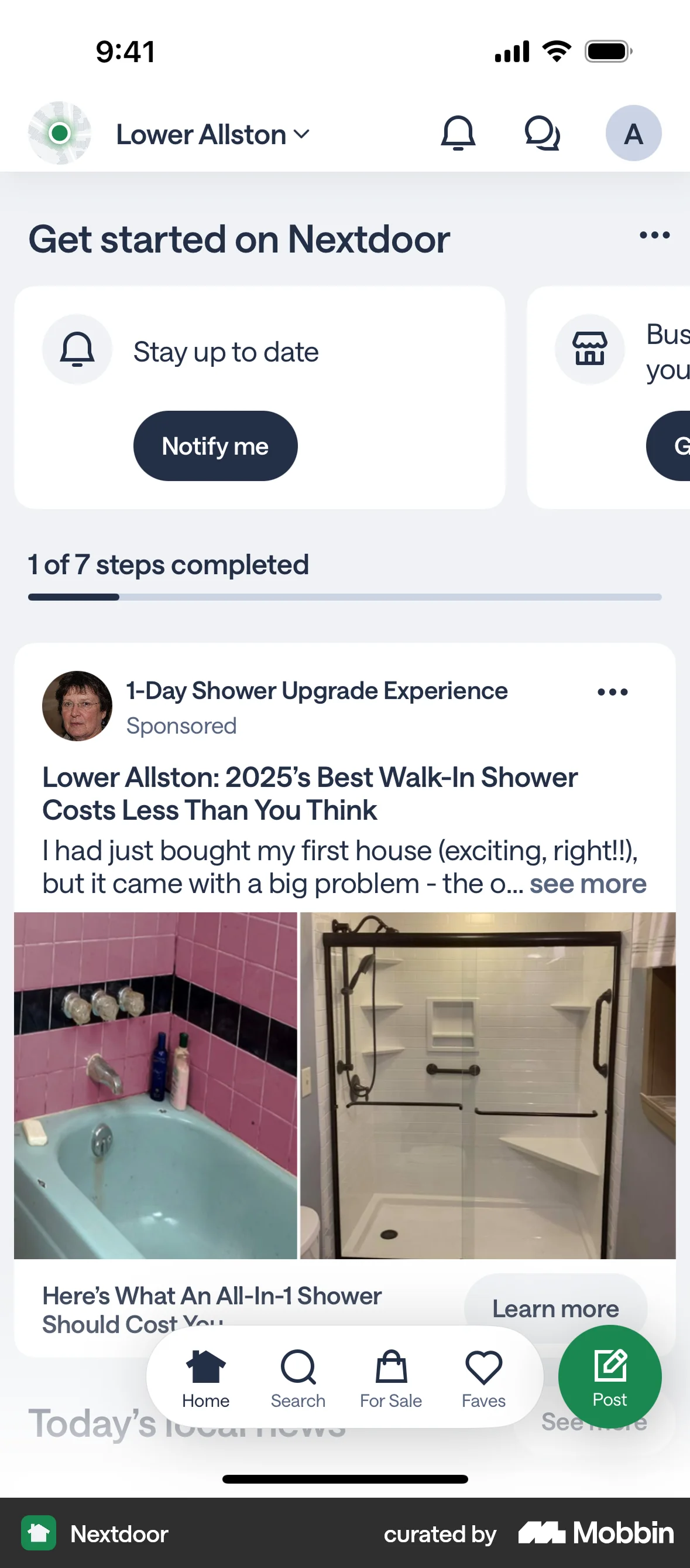Nextdoor iOS Progress screen