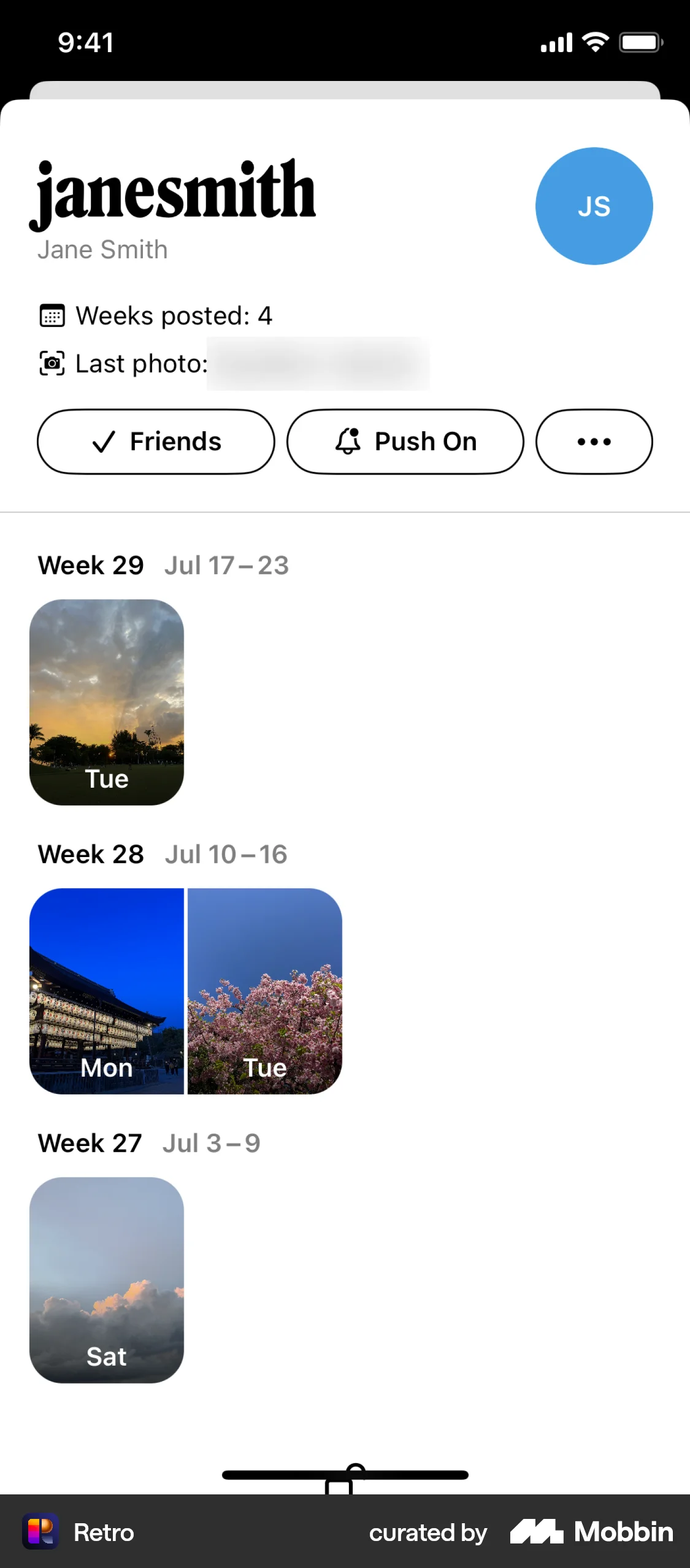 Retro iOS User / Group Profile screen