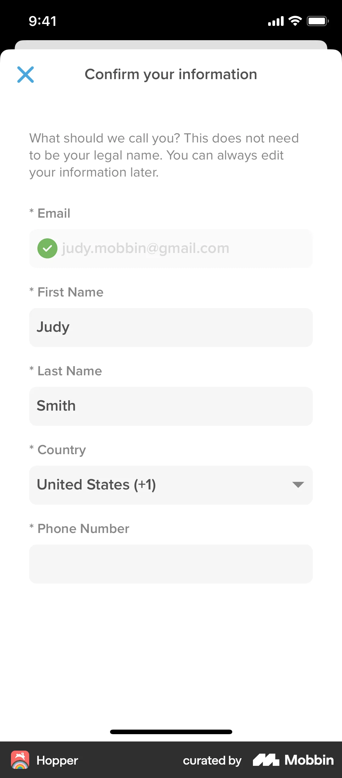 Hopper iOS screen containing Dropdown Menu UI element