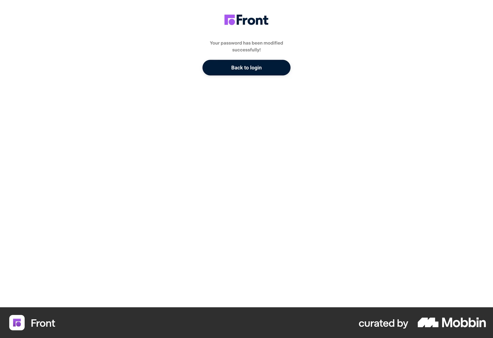 Front Web Acknowledgement & Success screen