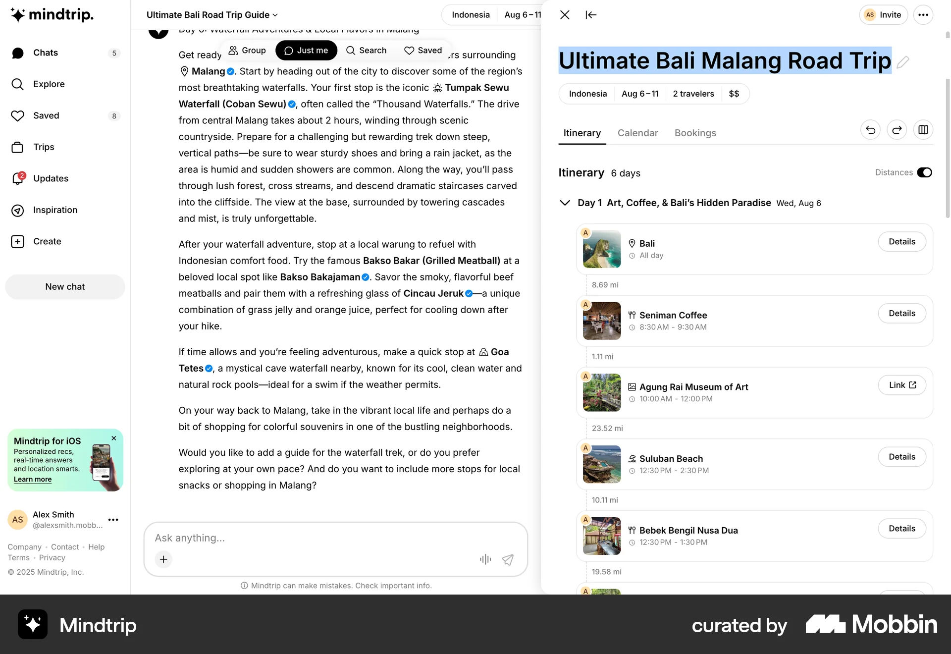 Mindtrip Web Edit screen