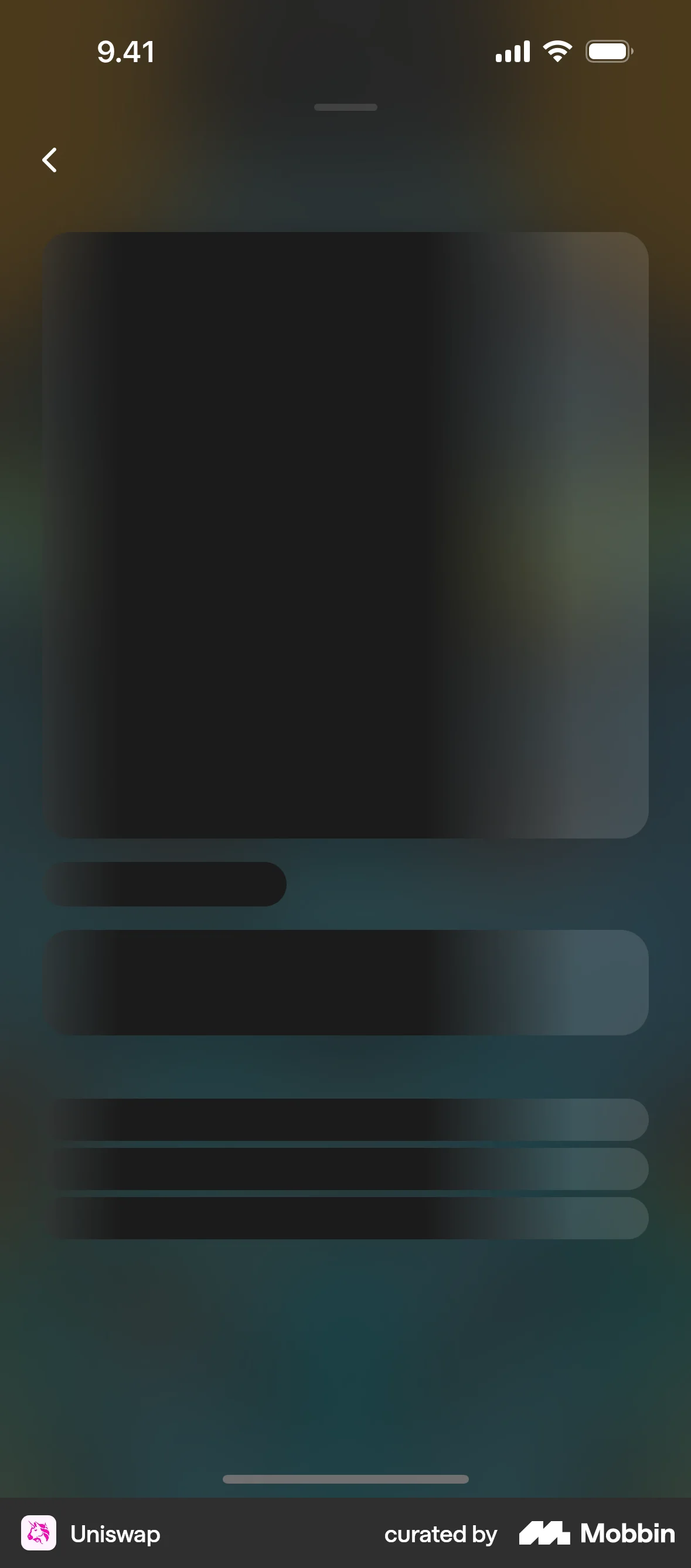 Uniswap iOS screen containing Skeleton UI element