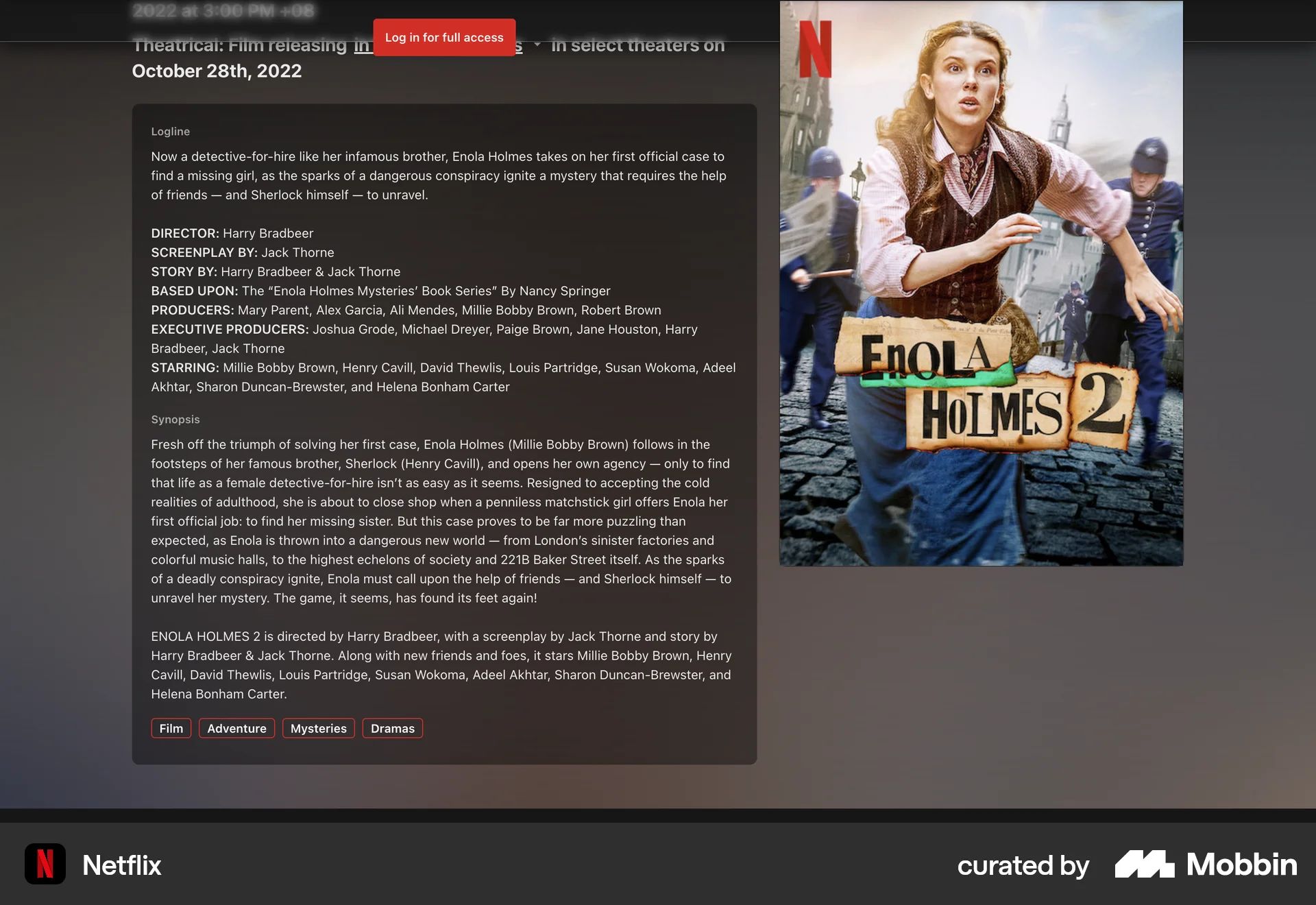 Netflix Web TV Show & Movie Detail screen
