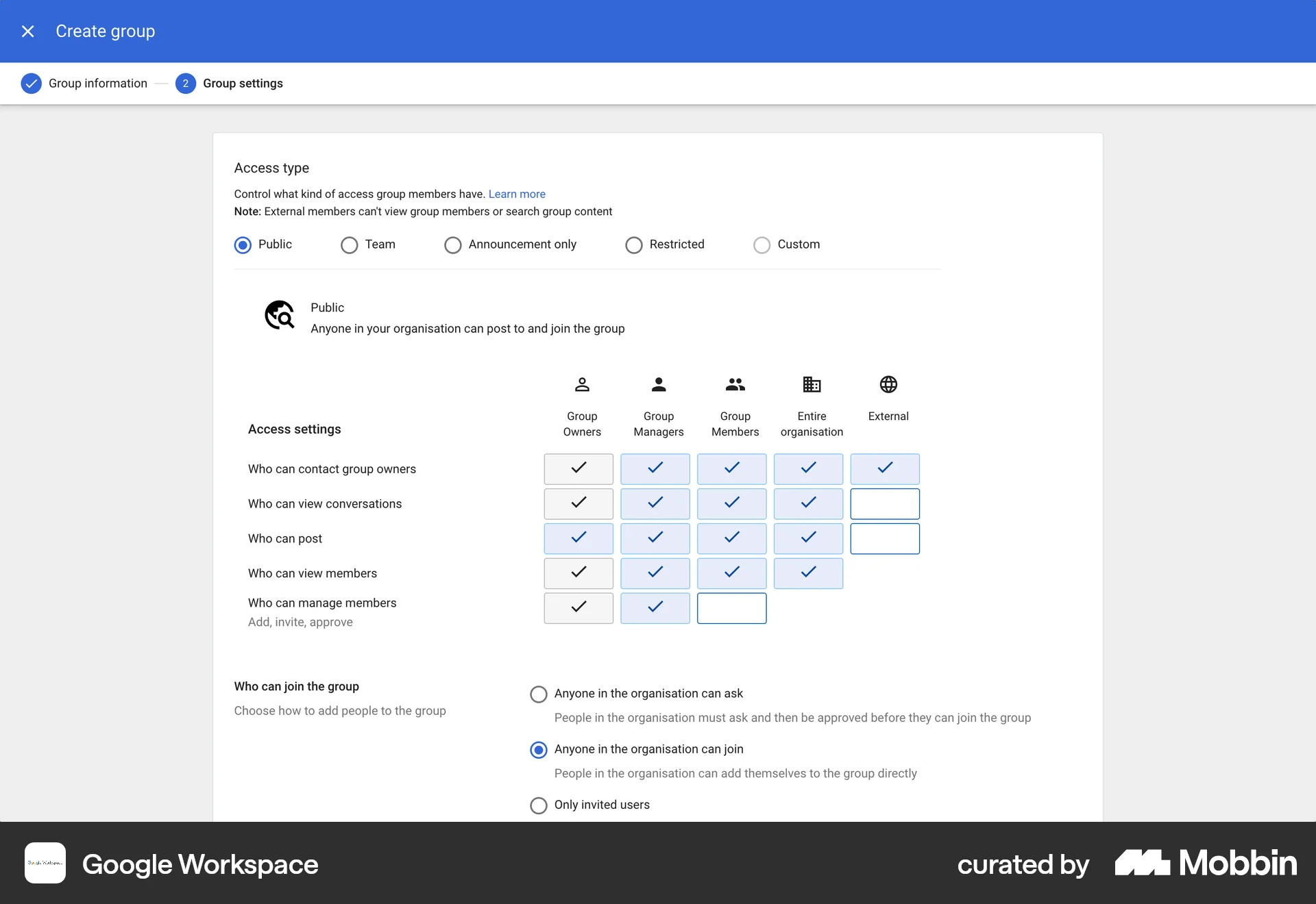 Google Workspace Web Progress screen