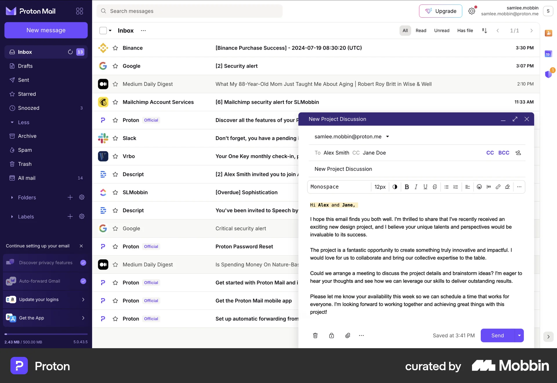 Proton Web Chat Detail screen
